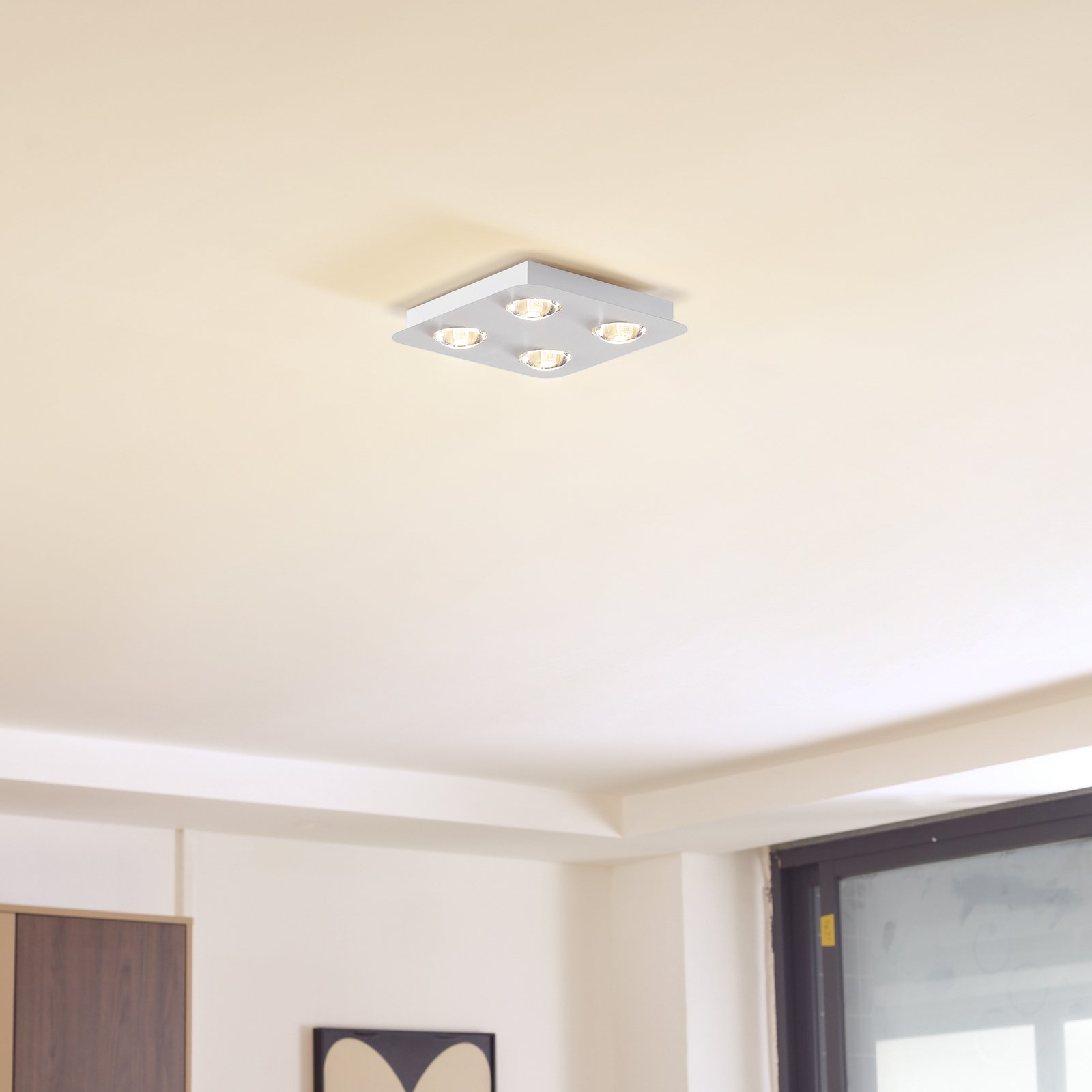 Lindby LED ceiling light, 25 x 25 cm, matt white