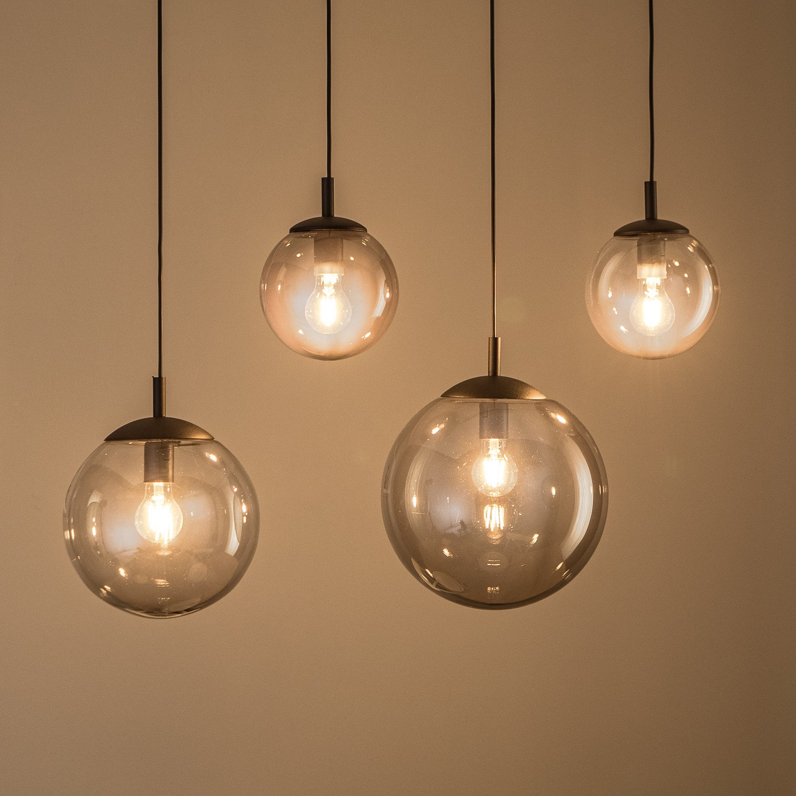 TK Lighting Lampă suspendată Esme sticlă grafit-transparent 4 lumini liniară - Camera de zi / sufragerie - modern - gri grafit-transparent negru