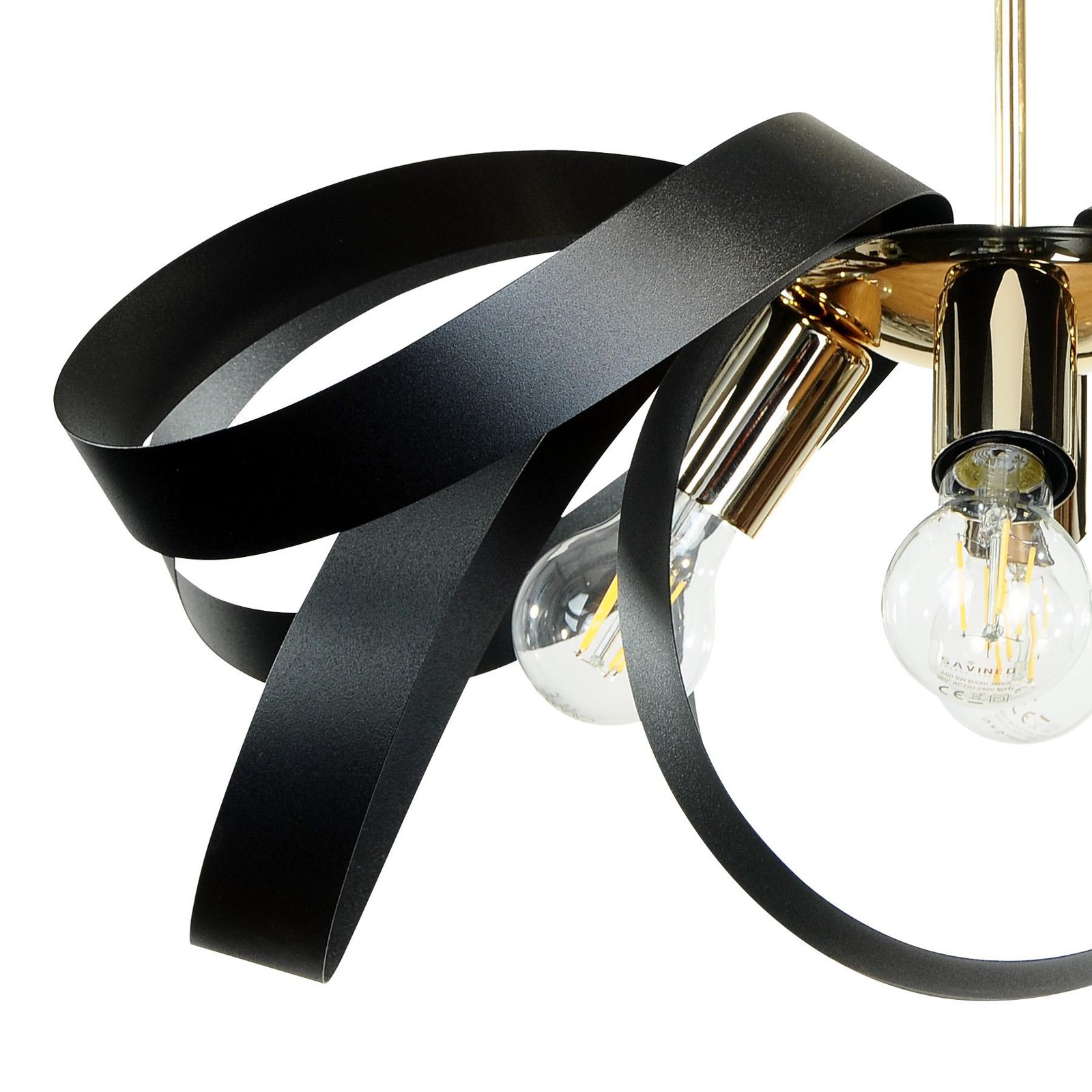 Euluna Petla loftslampe, sort/guld, metal, Ø 65 cm