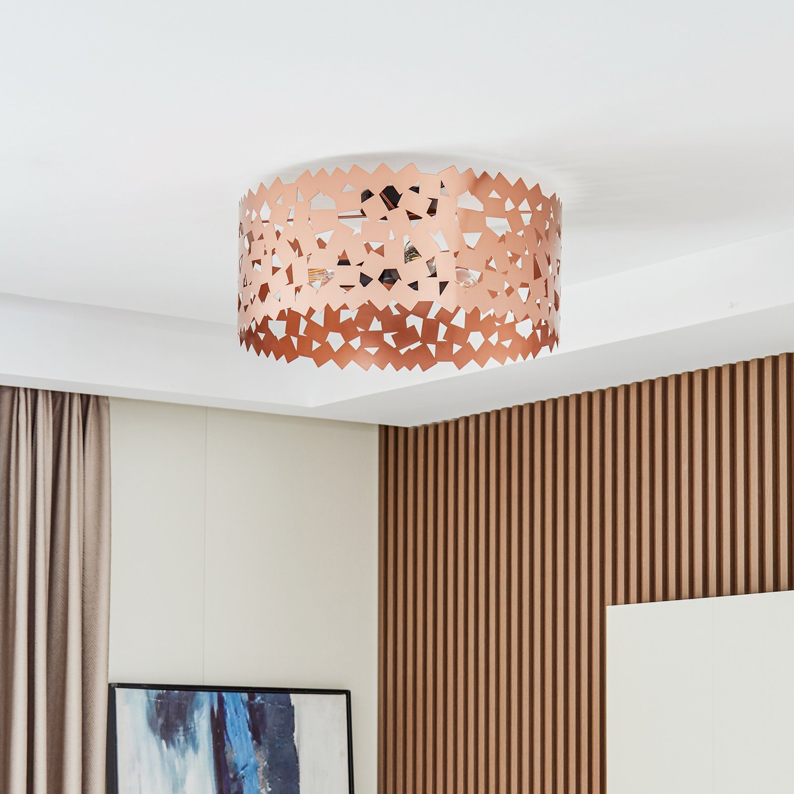 Lucande Aeloria ceiling light, copper, iron, Ø 50 cm, E27