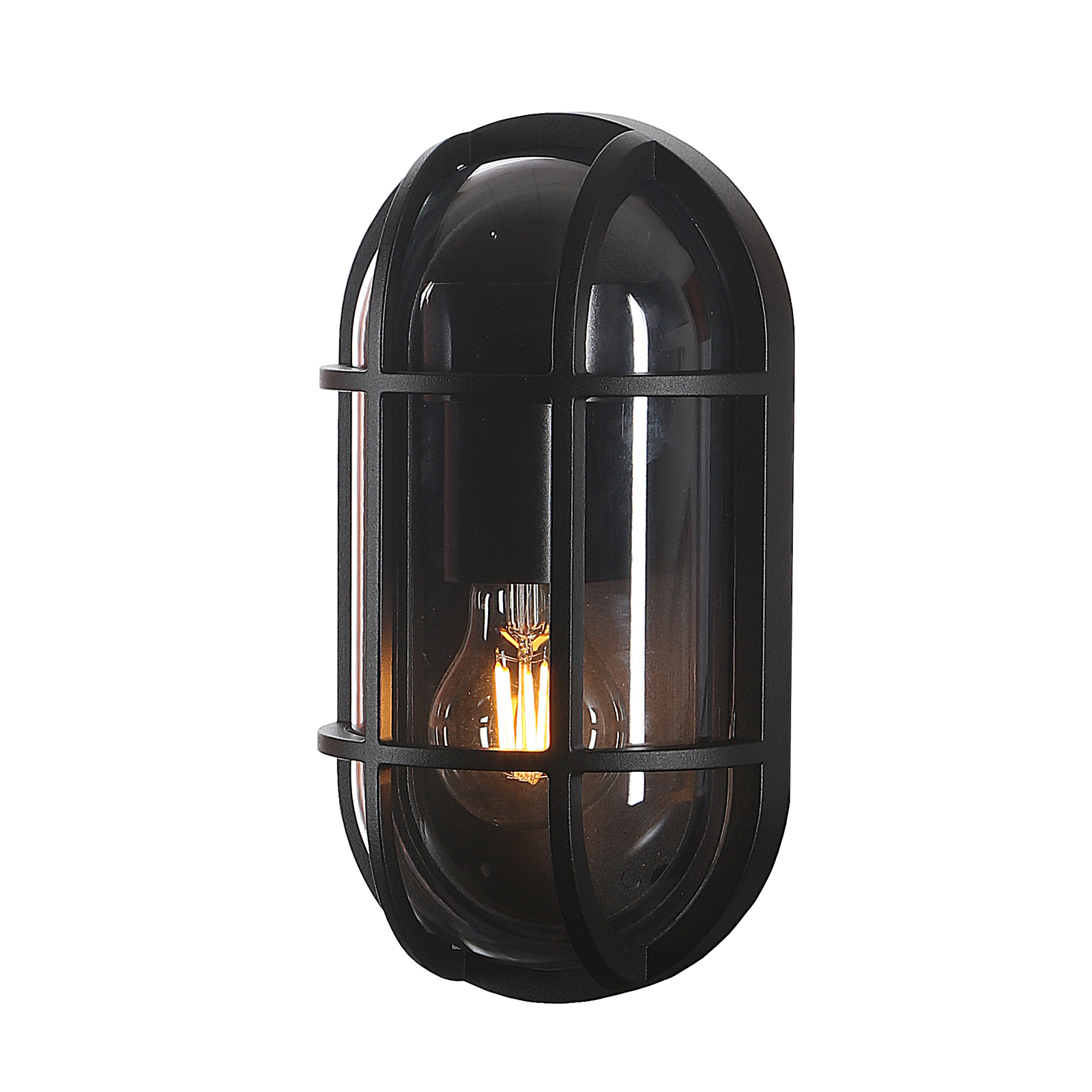 Lucande Serine udendørs væglampe, højde 27,1 cm, sort