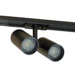 Lindby track spotlight Linaro, 2-bulb, black, aluminium, cover