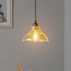 Candeeiro suspenso Dilberay 321-S 1 lâmpada vidro âmbar/preto Ø 20 cm