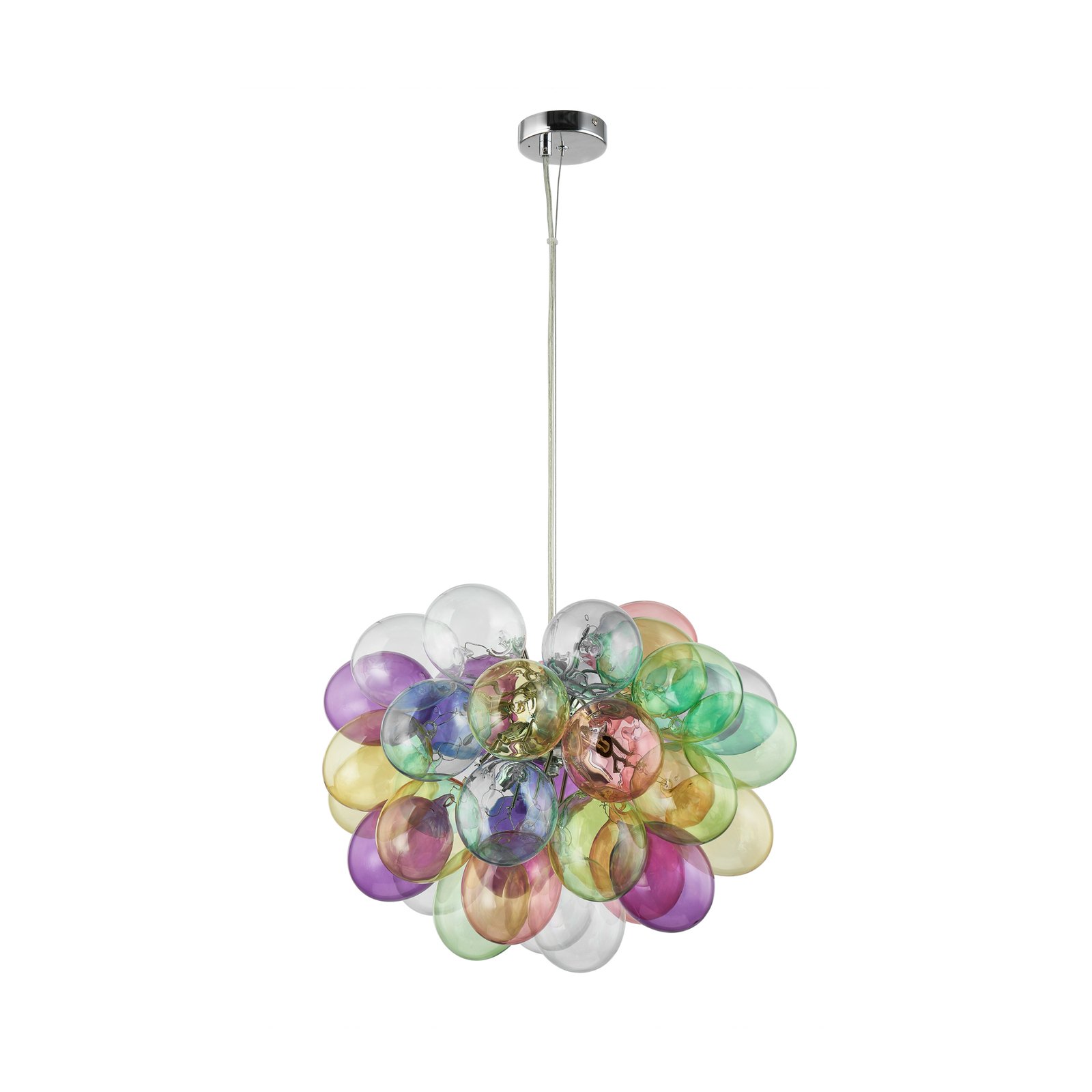 Lucande Hängeleuchte Diborah, Ø 50 cm, bunt, Glas, G9