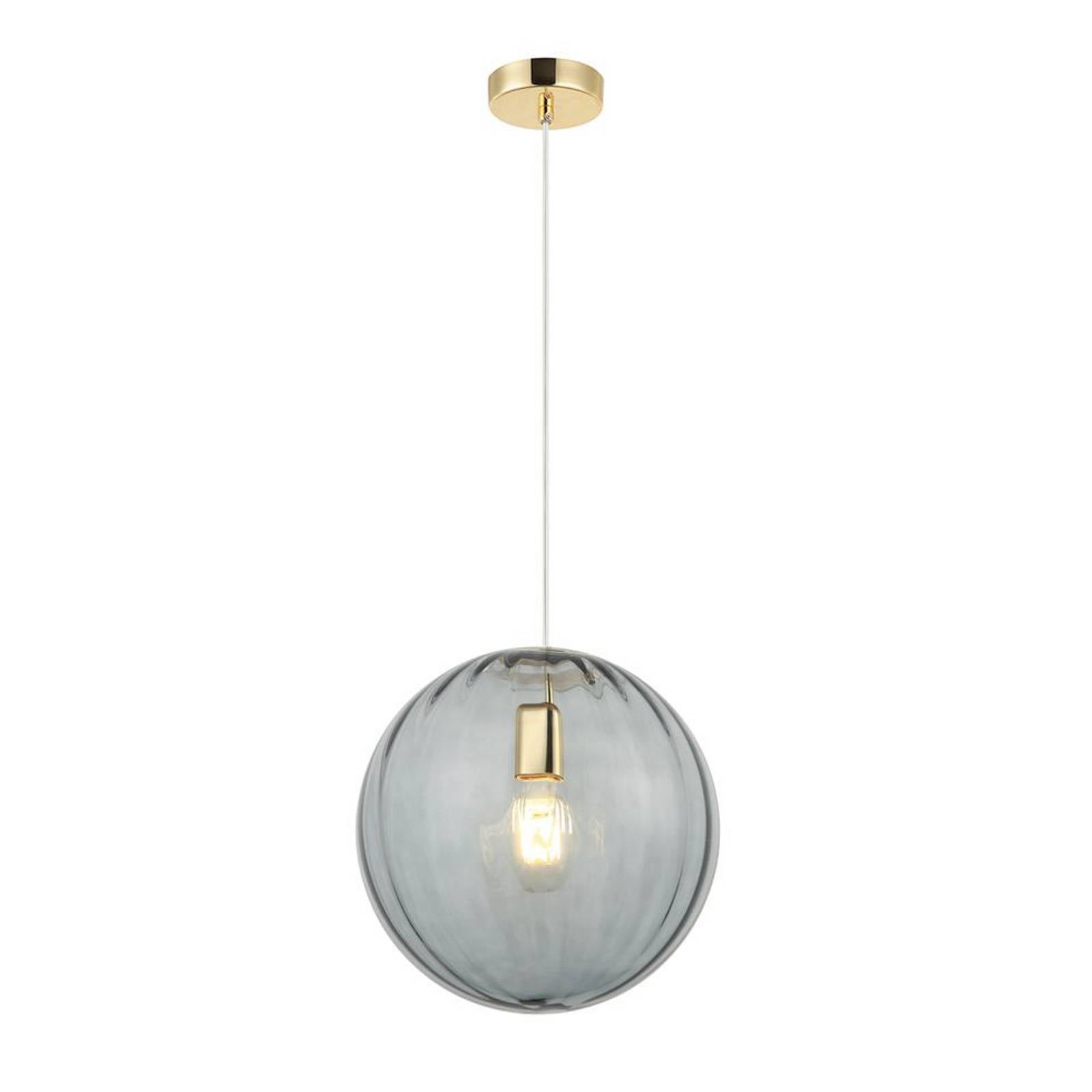 Hängeleuchte Diana, rauchgrau/goldfarben, Ø 30 cm, Glas