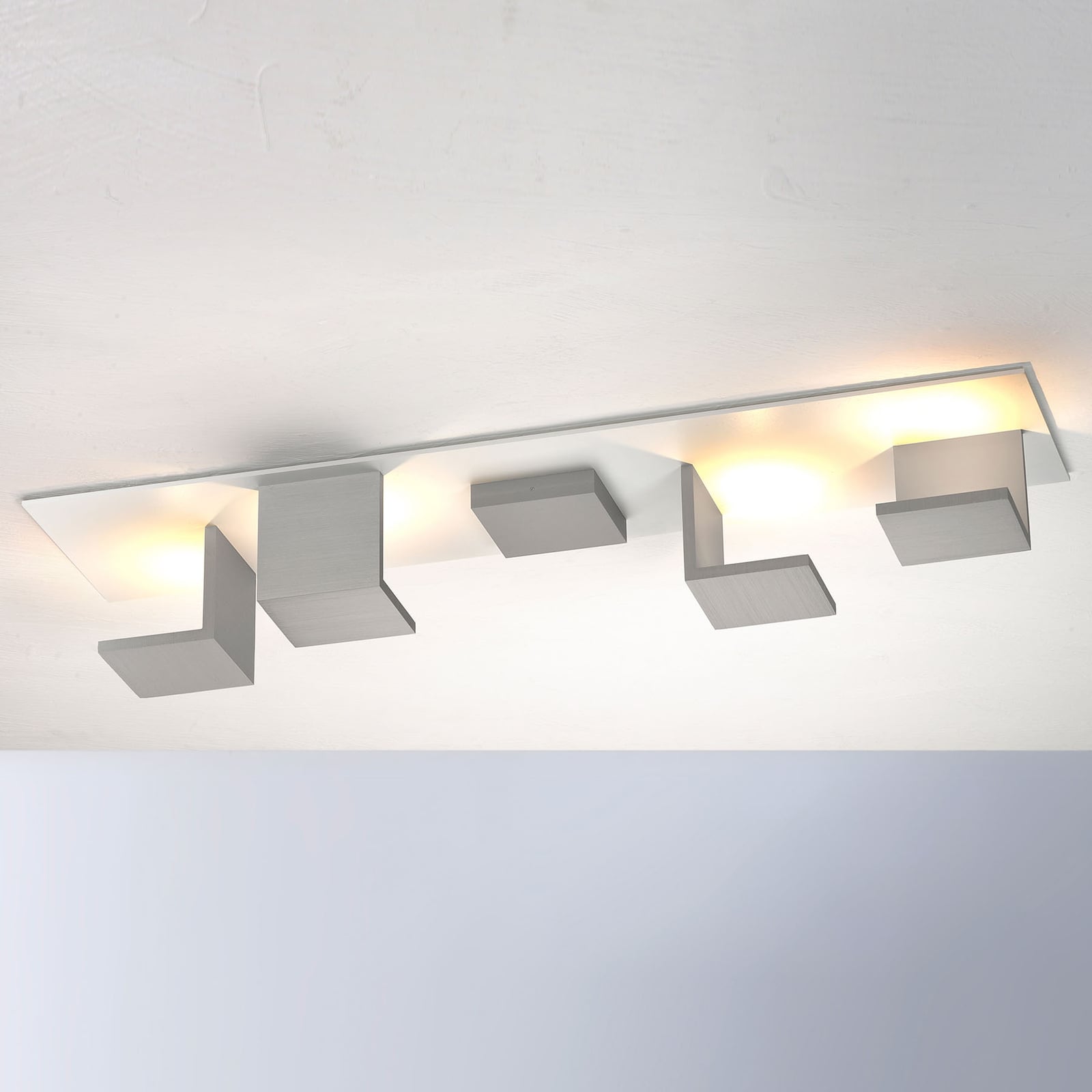 BOPP Bopp Reflections LED ceiling light long white/alu, for Living / Dining Room, aluminium, 10 W, energy efficiency: A+, L: 80 cm, W: 20 cm, H: 11 cm