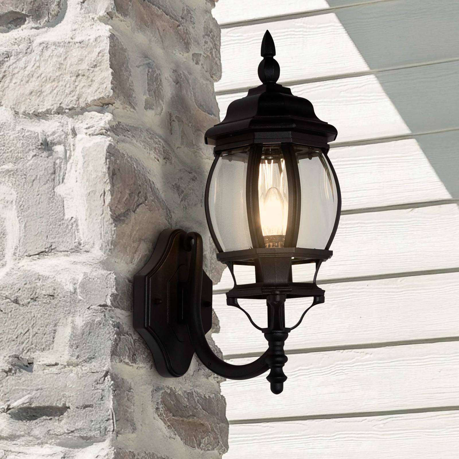 Searchlight Applique d'extérieur Bel Aire, hauteur 46 cm, noir/transparent, métal/verre