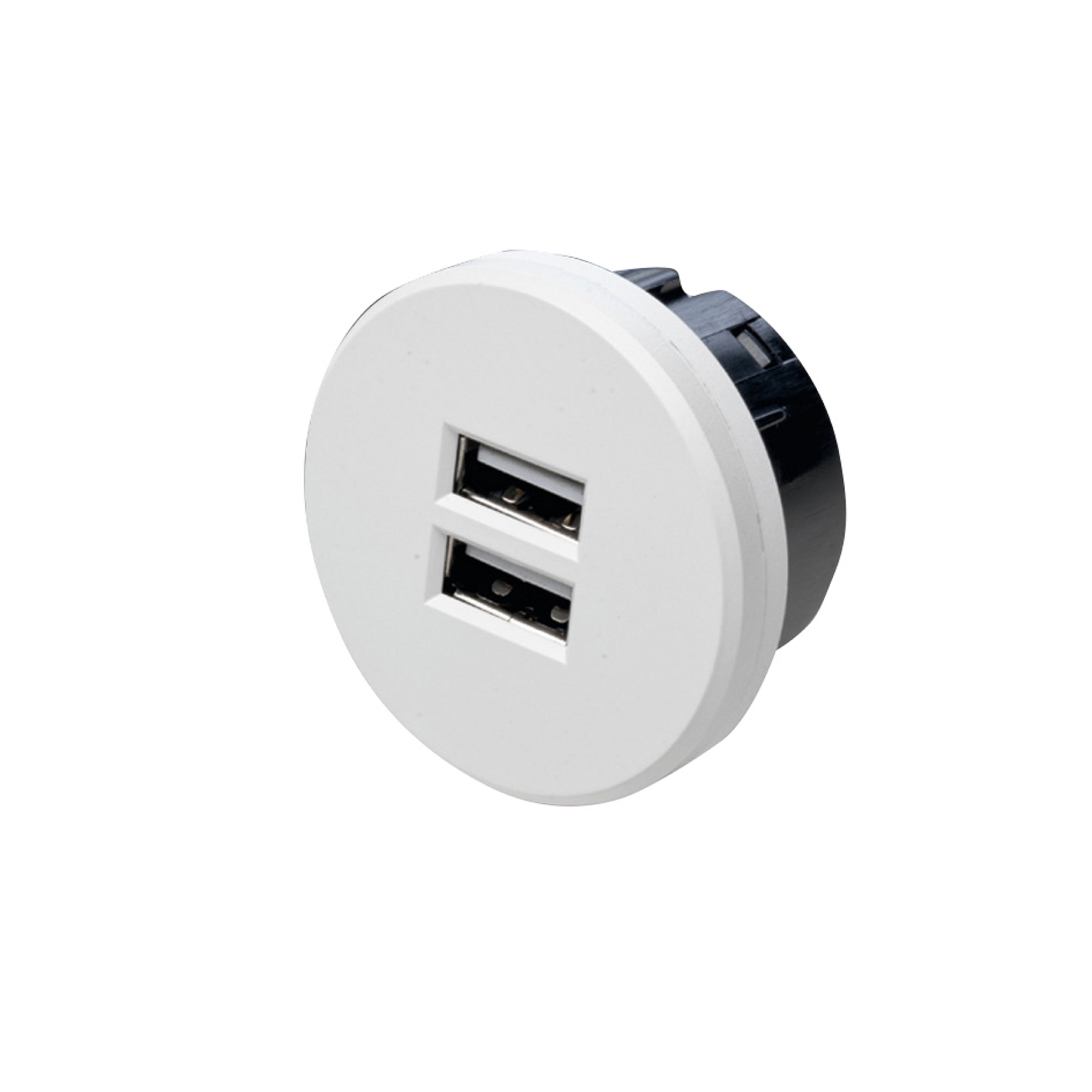 Doppia presa USB, rotonda, bianco