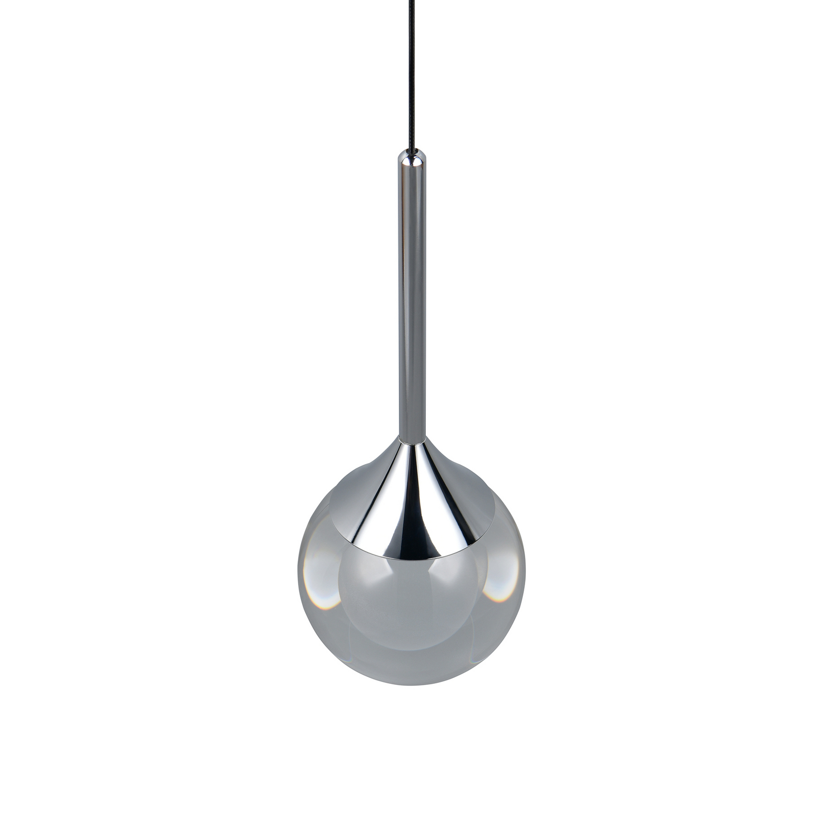 LED piekaramā lampa „Calista“, hroma krāsā, Ø 10 cm, metāls/stikls, CCT
