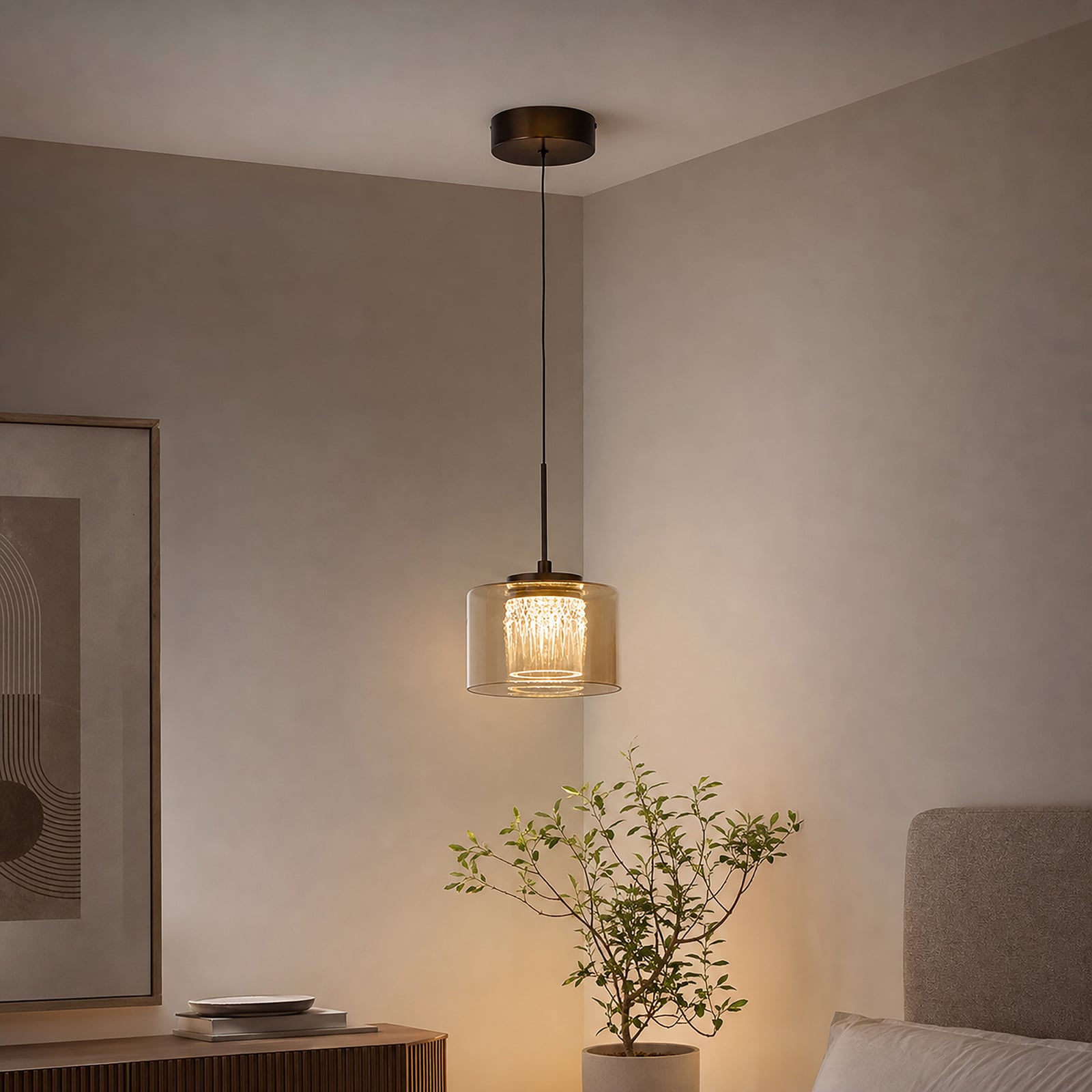 LED-Hängeleuchte Tumblers, 1-flammig, bronze, Glas, 3.000 K LED-Hängeleuchte Tumblers, 1-flammig, bronze, Glas, 3.000 K