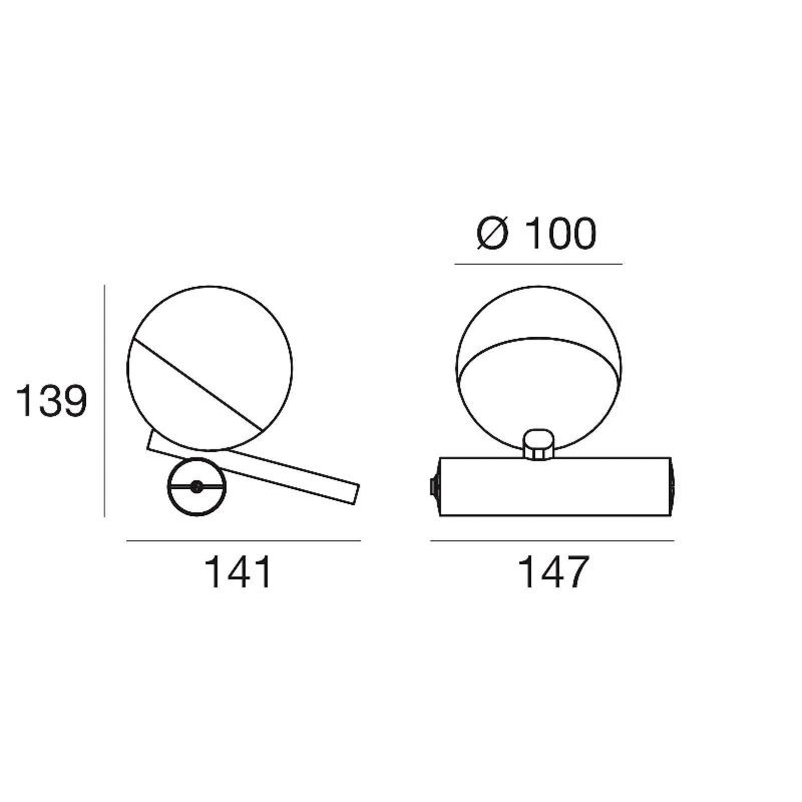 Rossini LED-bordlampe, gull, aluminium, PMMA, dimmer