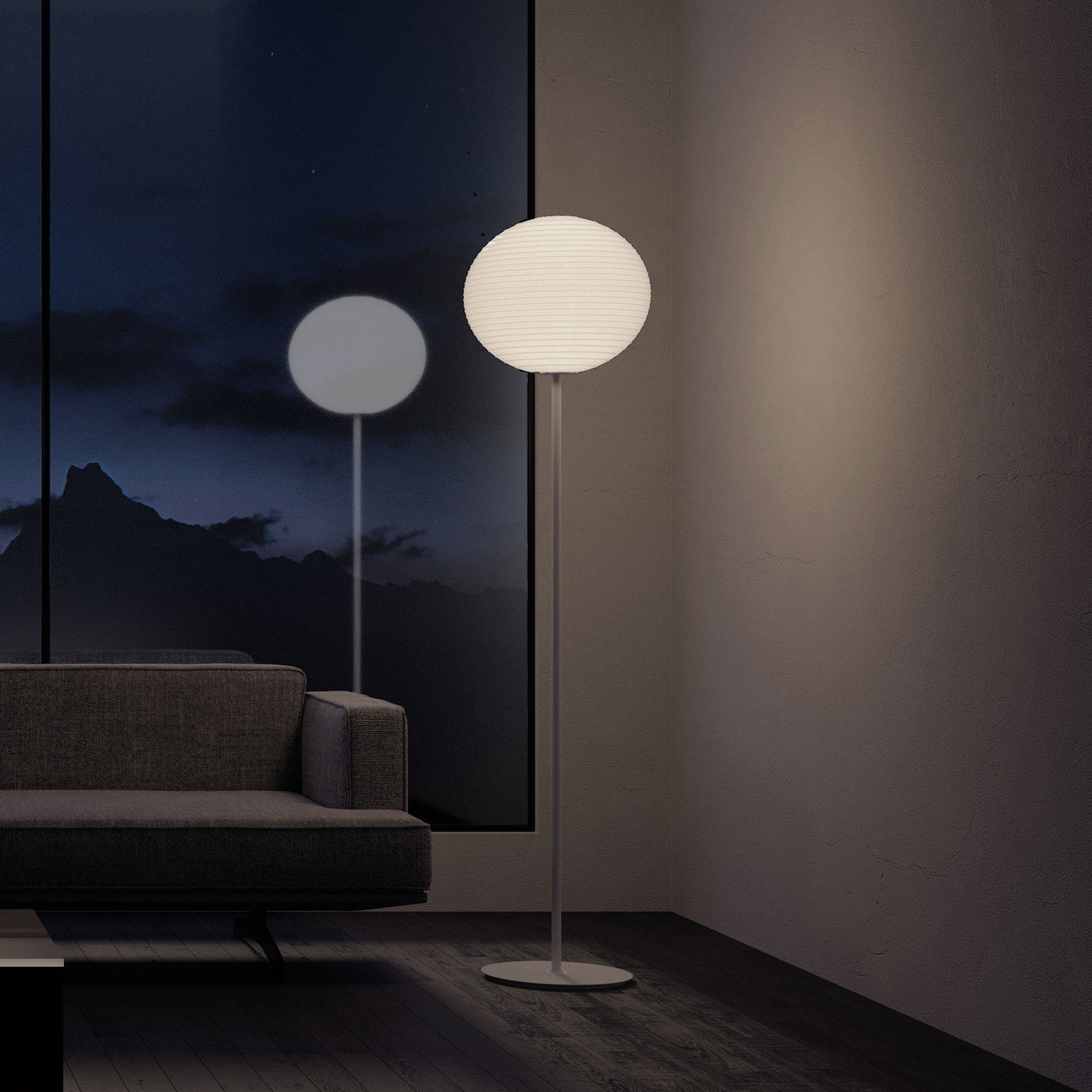 Rotaliana Flow Glass F1 floor lamp Ø 43 cm, for Living / Dining Room, steel, glass, E27, 21 W, energy efficiency: A++, H: 183 cm