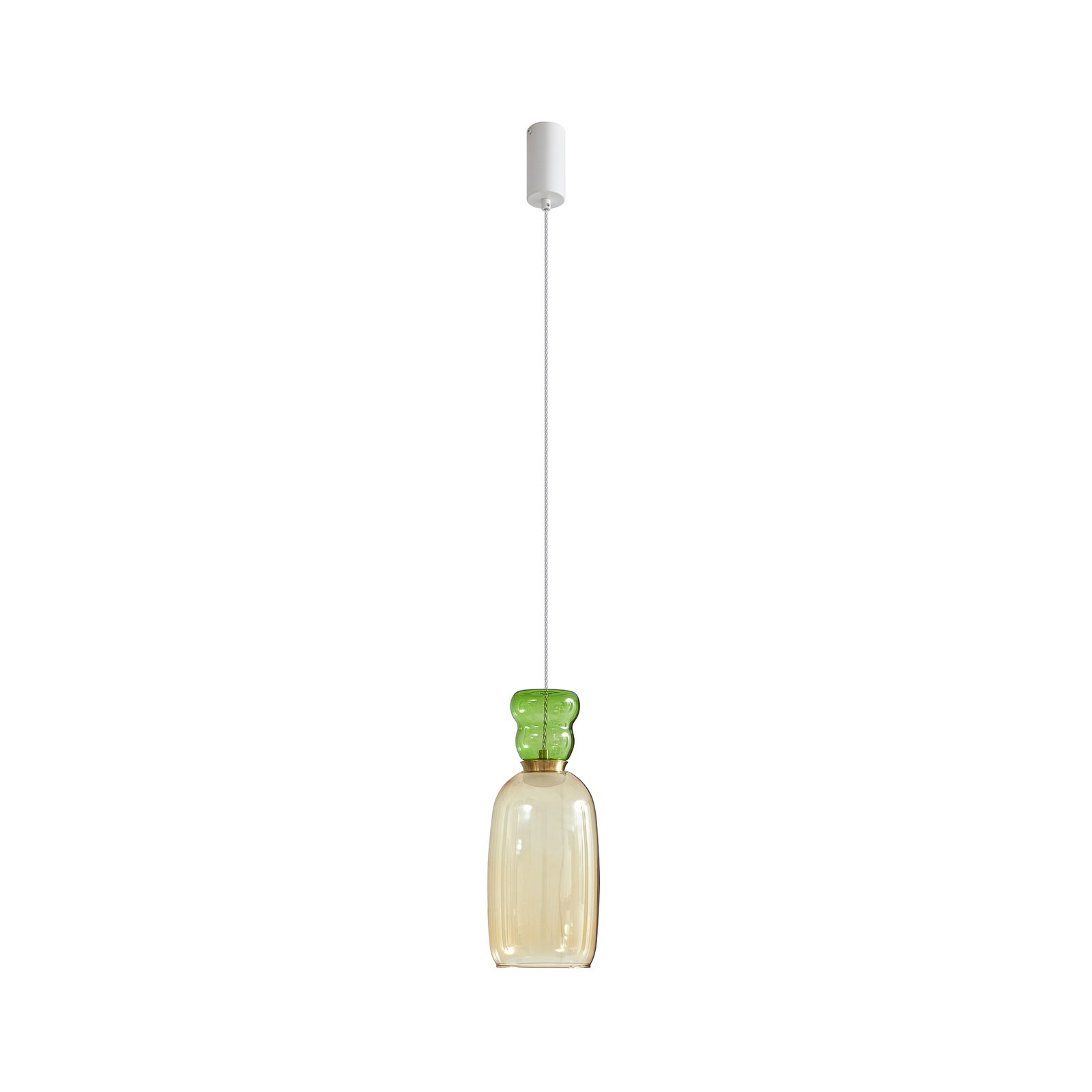 Lucande LED hanglamp Fay, geel/lichtgroen, glas, Ø 15 cm