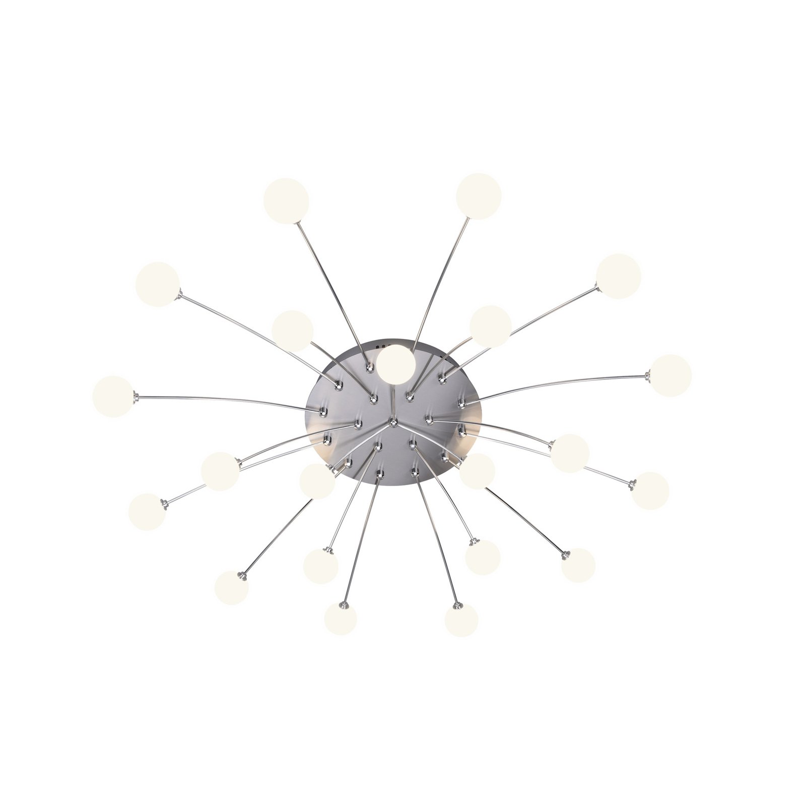 Plafondlamp Bullet, 21-lichts, nikkel/wit