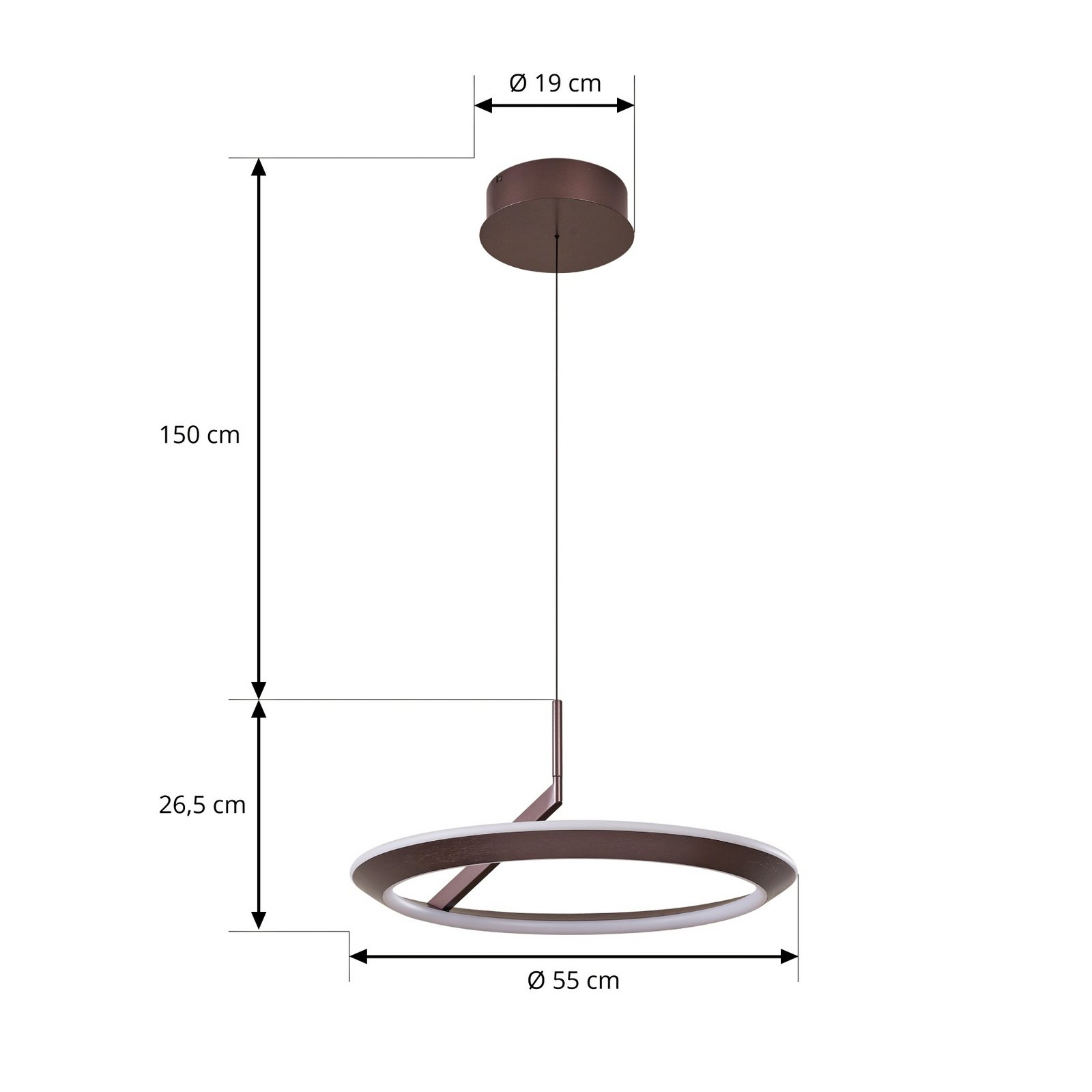 Eldra LED hanglamp, Ø 55 cm, CCT, koffiebruin - Lucande