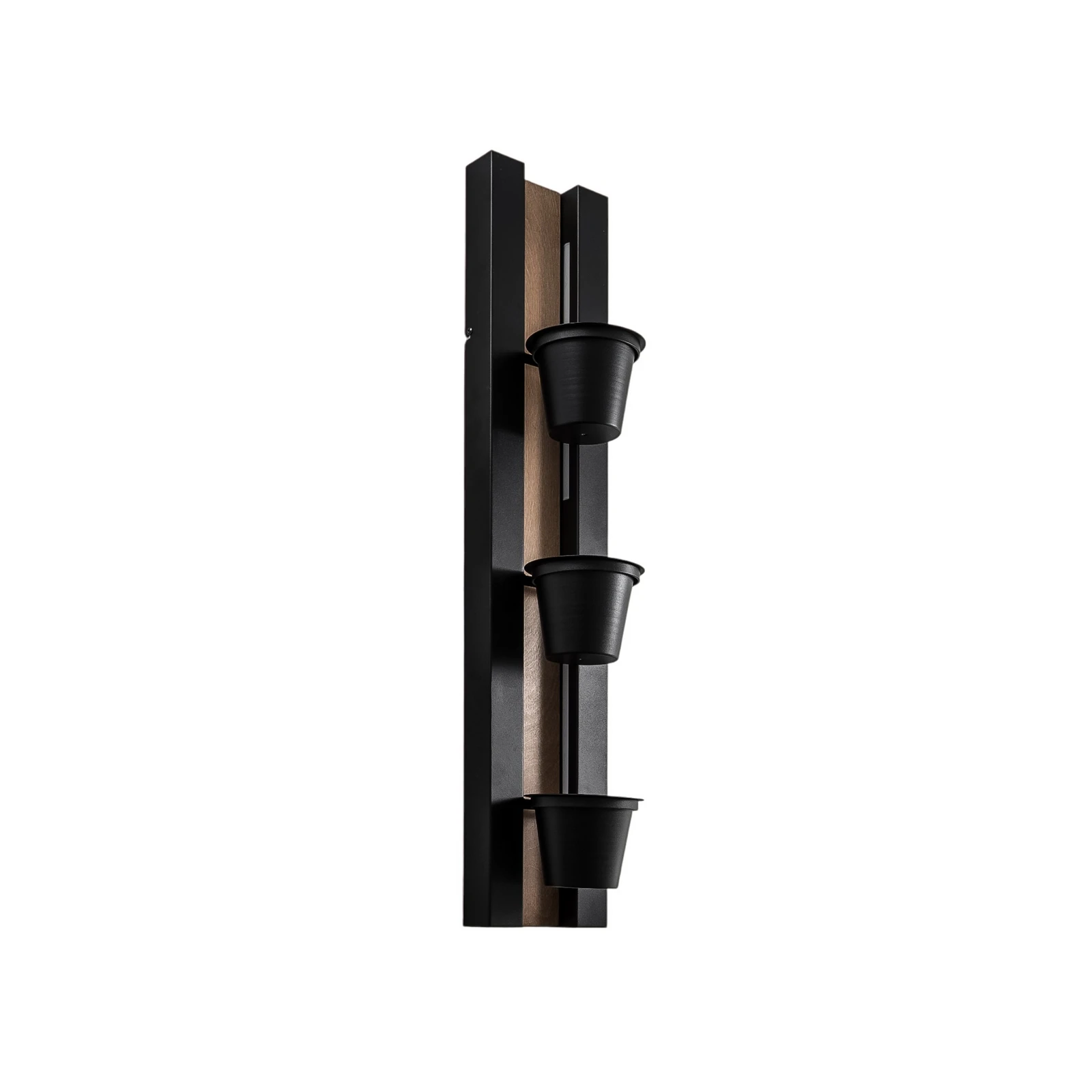 Aplique de pared Estantería, acero negro/madera, 90 cm de altura