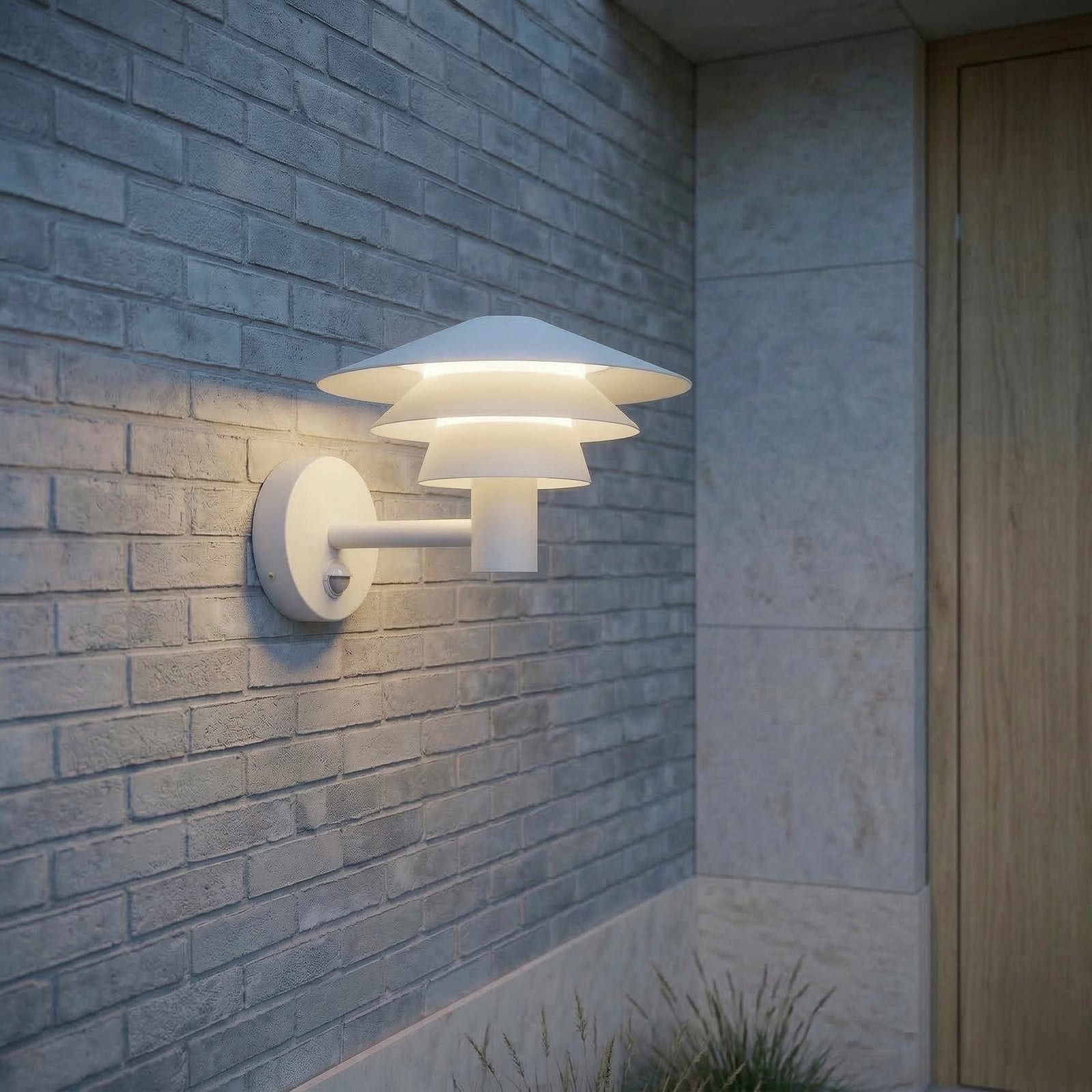 Montaro LED-Außenwandleuchte, IP54, weiß, Sensor, Aluminium - Lucande