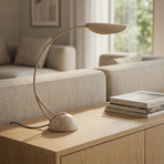 Lucande Rivera table lamp, beige, metal, stone, 51 cm, G9