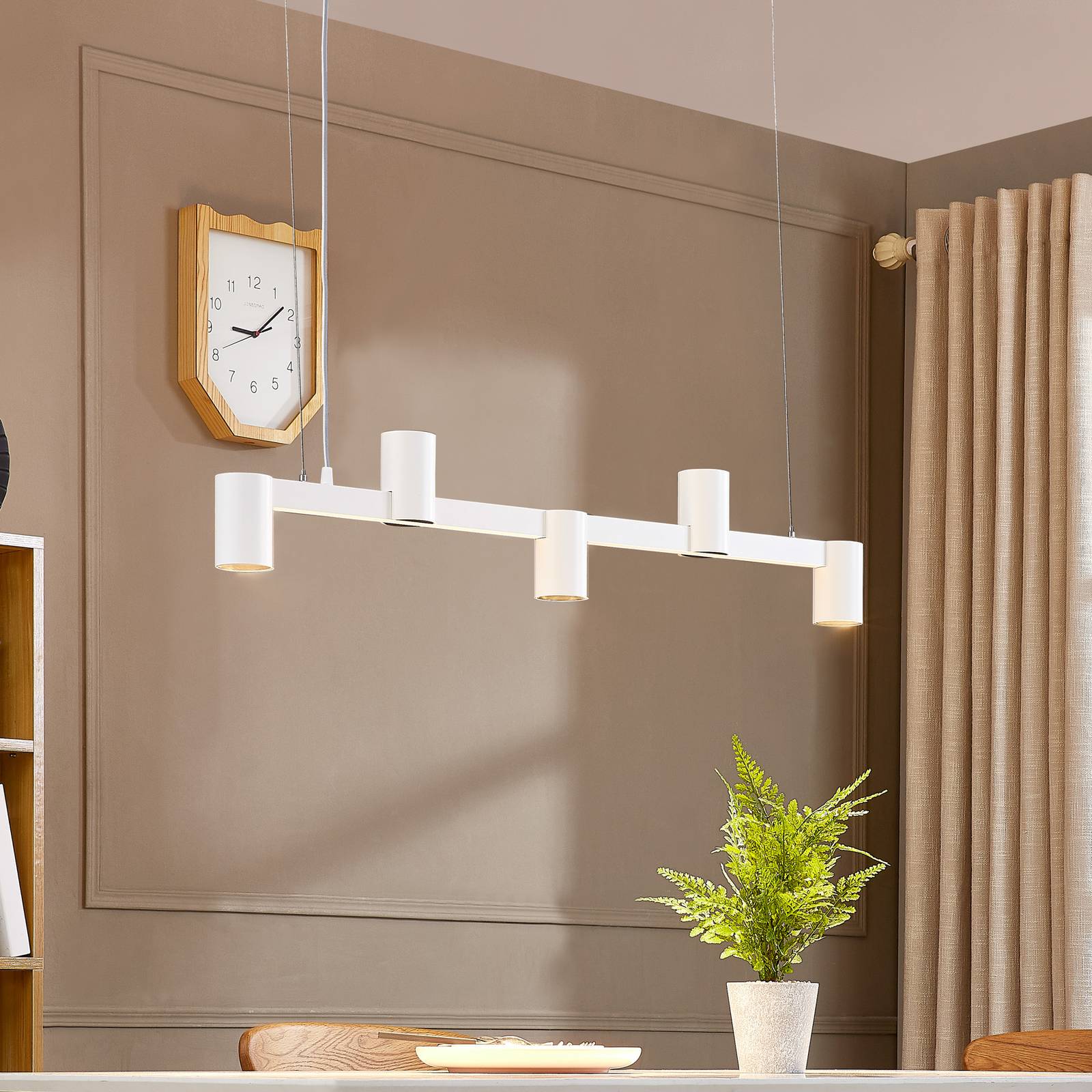 Arcchio Brinja suspension blanche 5 lampes longue