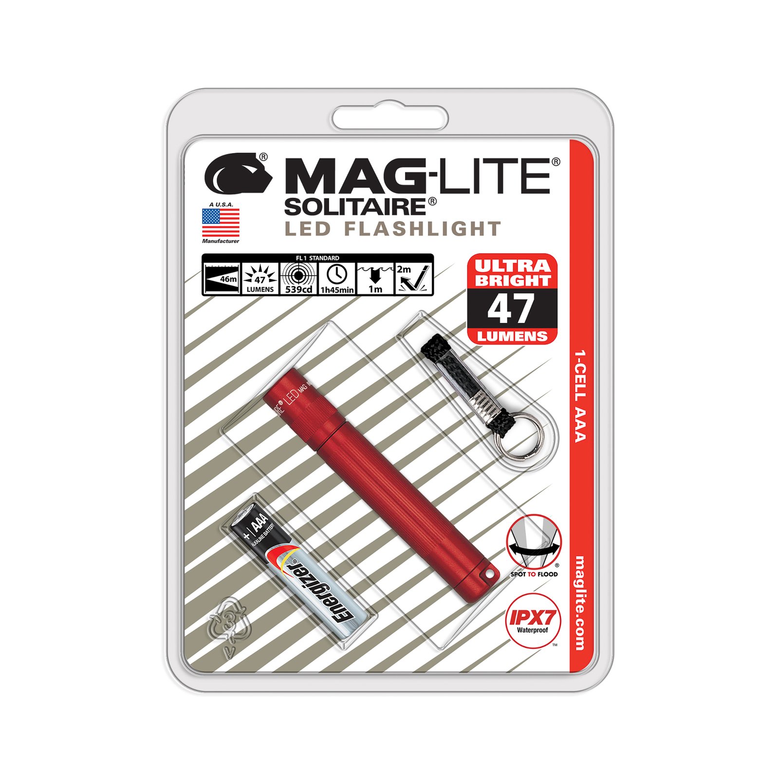 Maglite LED-ficklampa Solitaire, 1-cell AAA, röd
