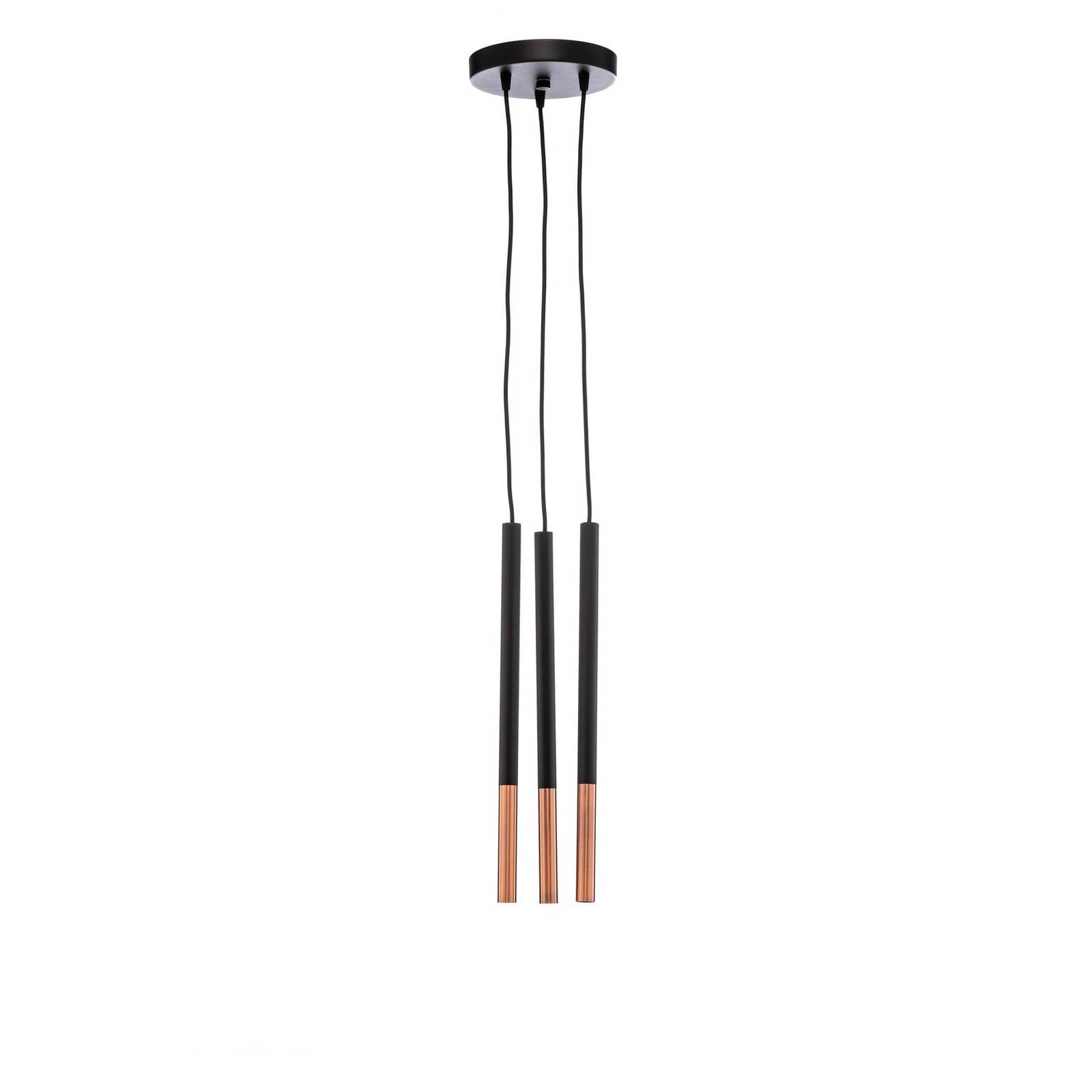 Euluna Thalassa Pendel 3fl G9 schwarz/kupfer rund