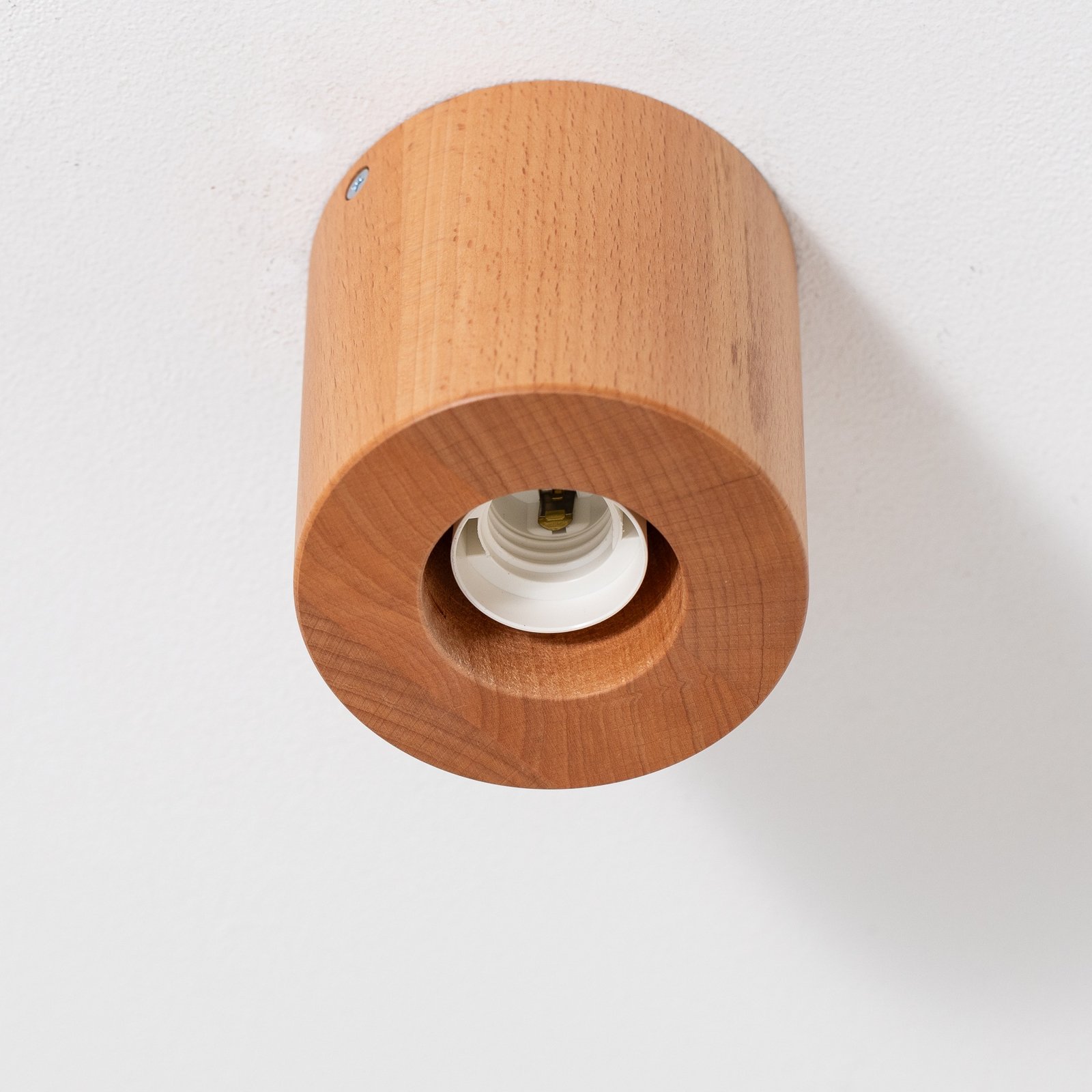 Envostar Peach Puff plafonnier, cylindre en bois