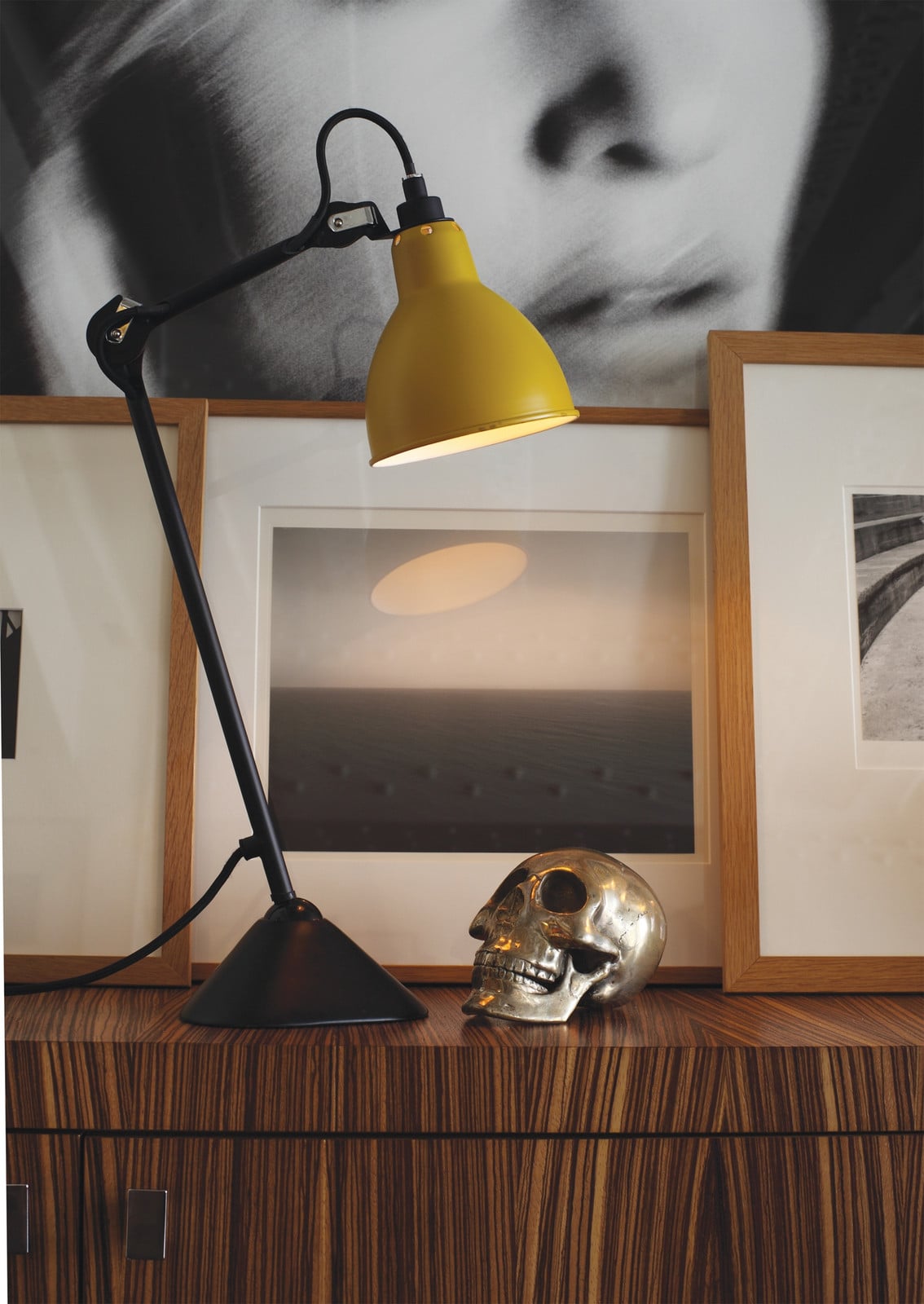205 Tischleuchte Schwarz/Gelb Lampe Gras - Arbeitszimmer / Büro - Metall