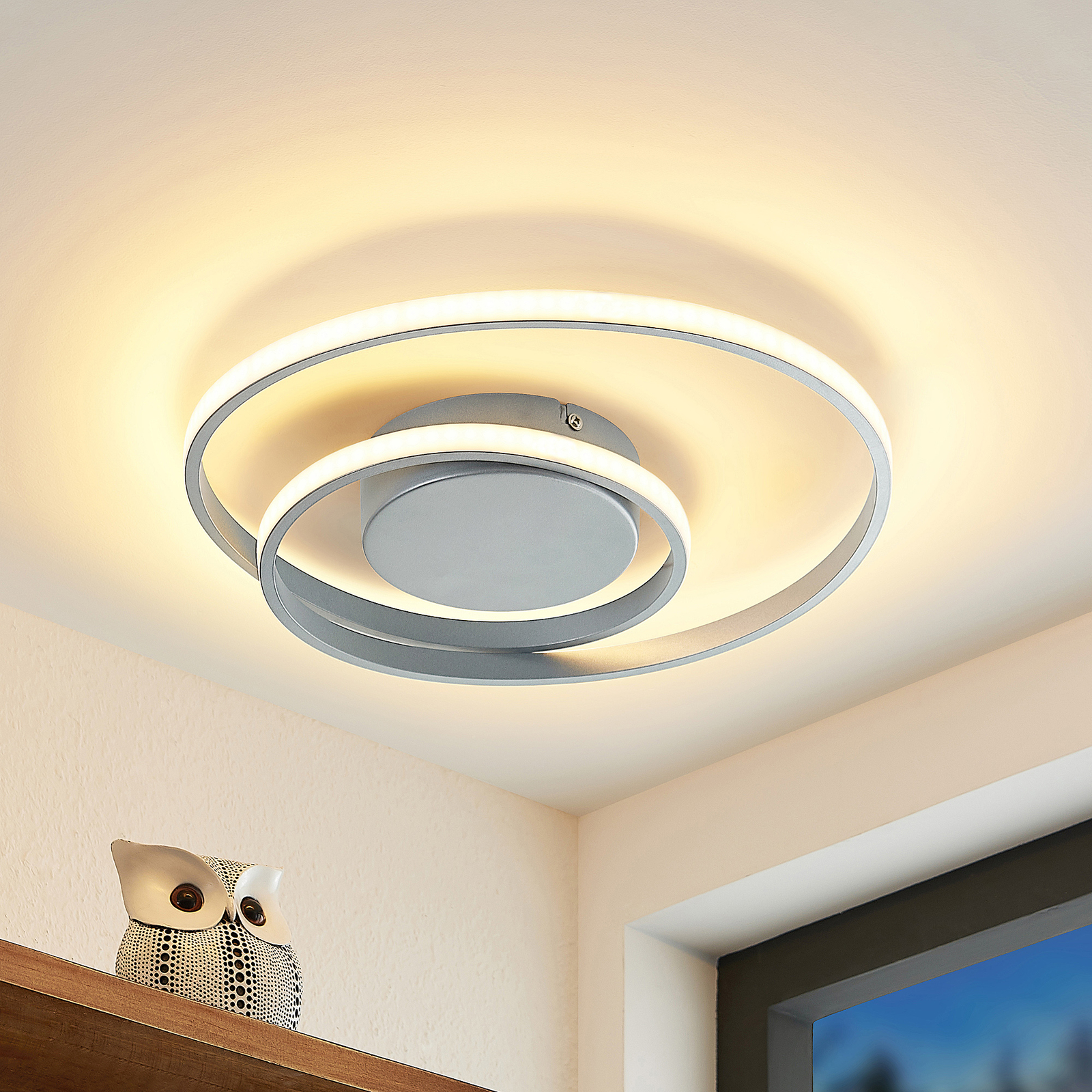 Lindby Emisua LED ceiling lamp CCT dimmable silver