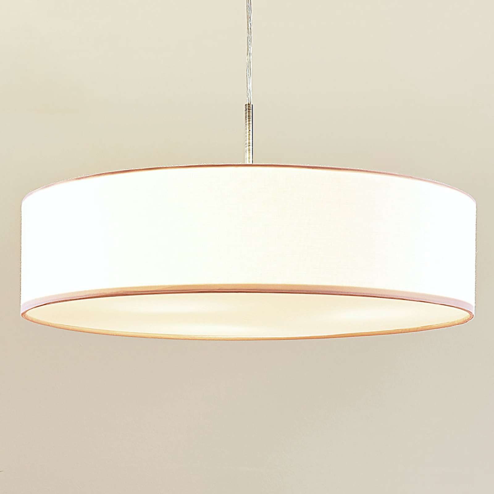 Sebatin - lampada a sospensione LED tessuto bianco