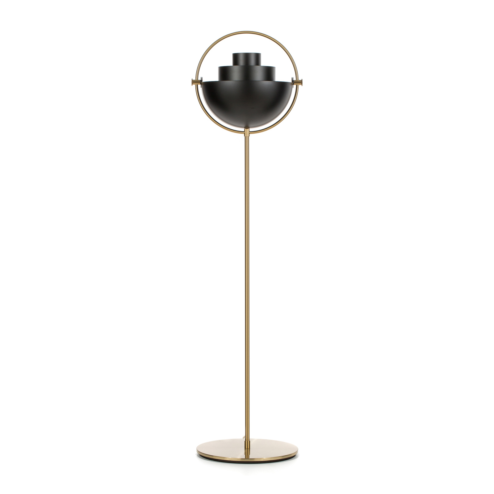 Stojací lampa GUBI Multi-Lite, výška 148 cm, mosaz/černá