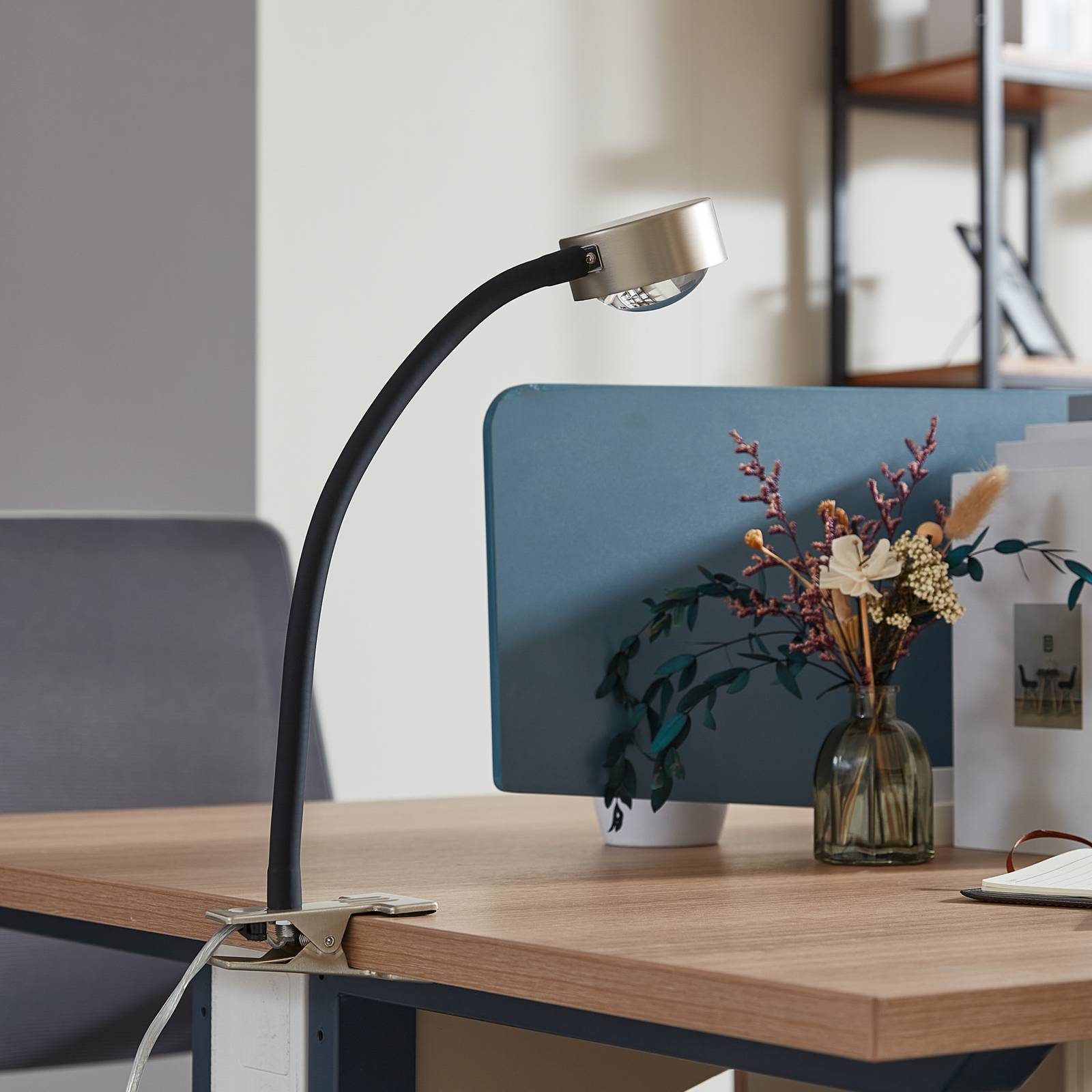 Lindby Klemmleuchte Jyla, nickel matt, GX53, Flexarm günstig online kaufen