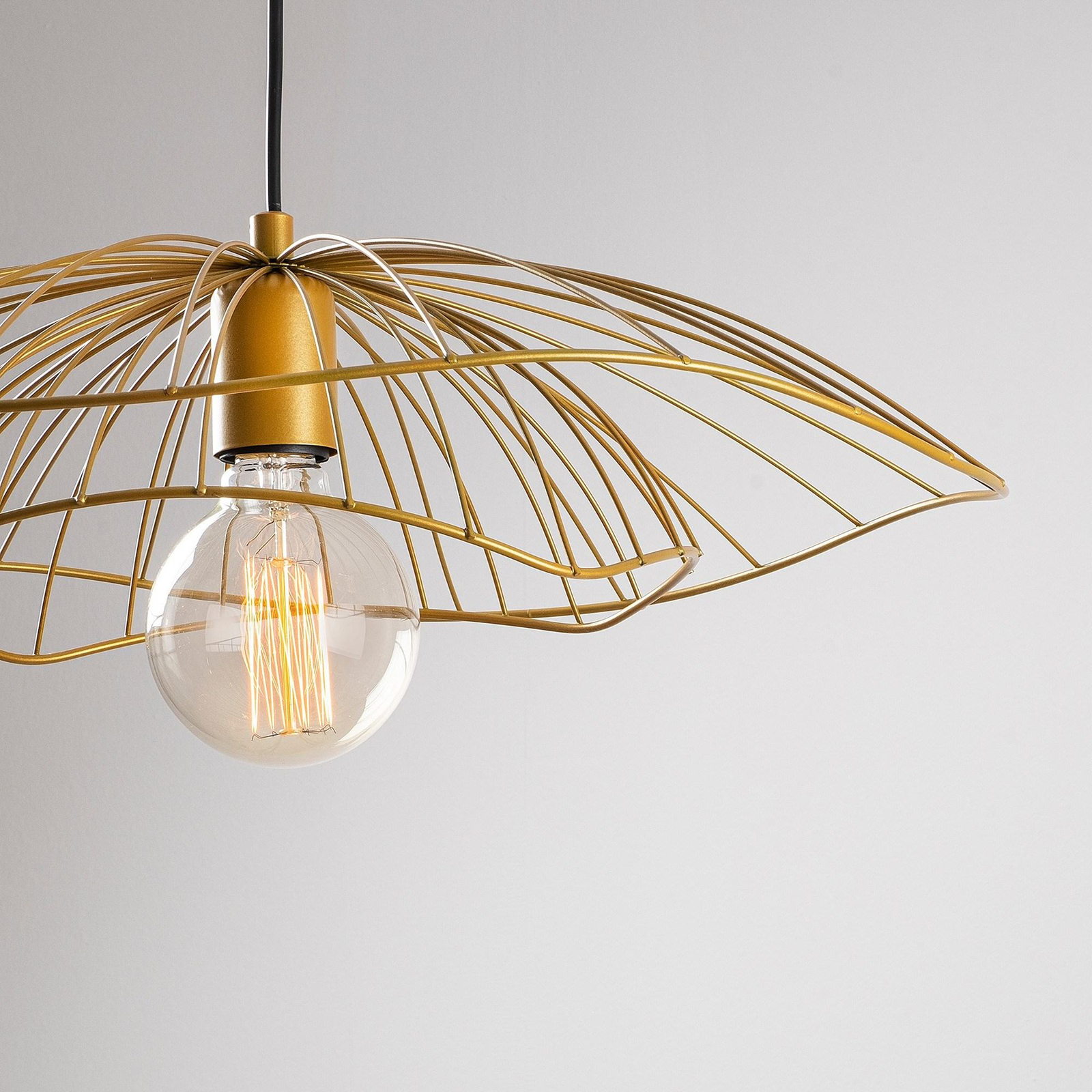 Pendant light Tel 6502, gold-coloured, metal, Ø 50 cm