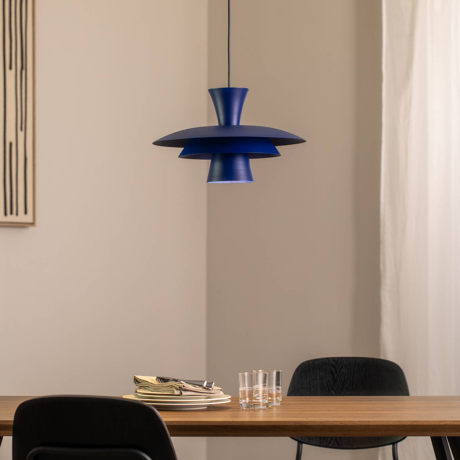 Hängeleuchte Plato, dunkelblau, Metall, Ø 38 cm, E27 günstig online kaufen