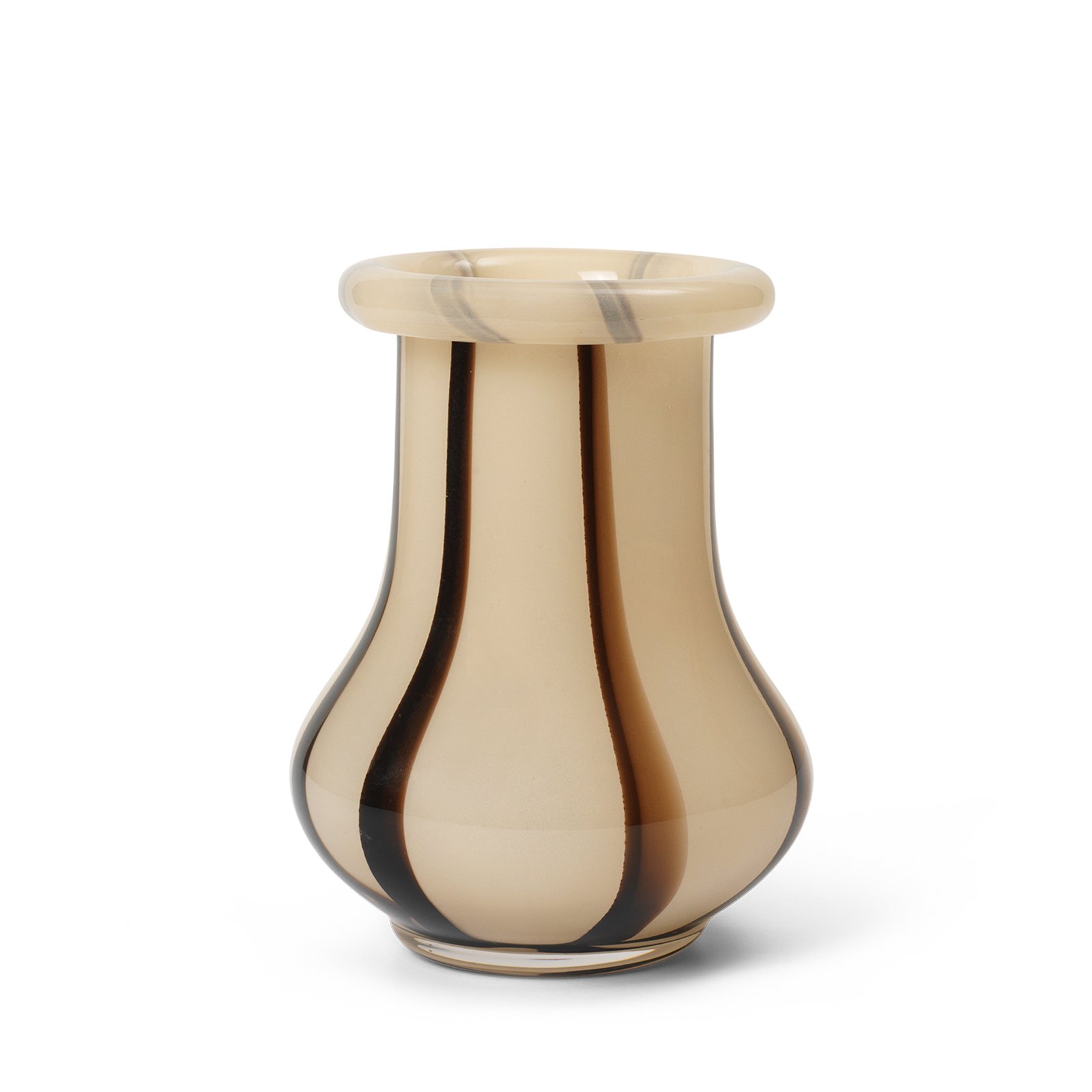 ferm LIVING Vase Riban, beige, 15 cm, verre, soufflé à la bouche