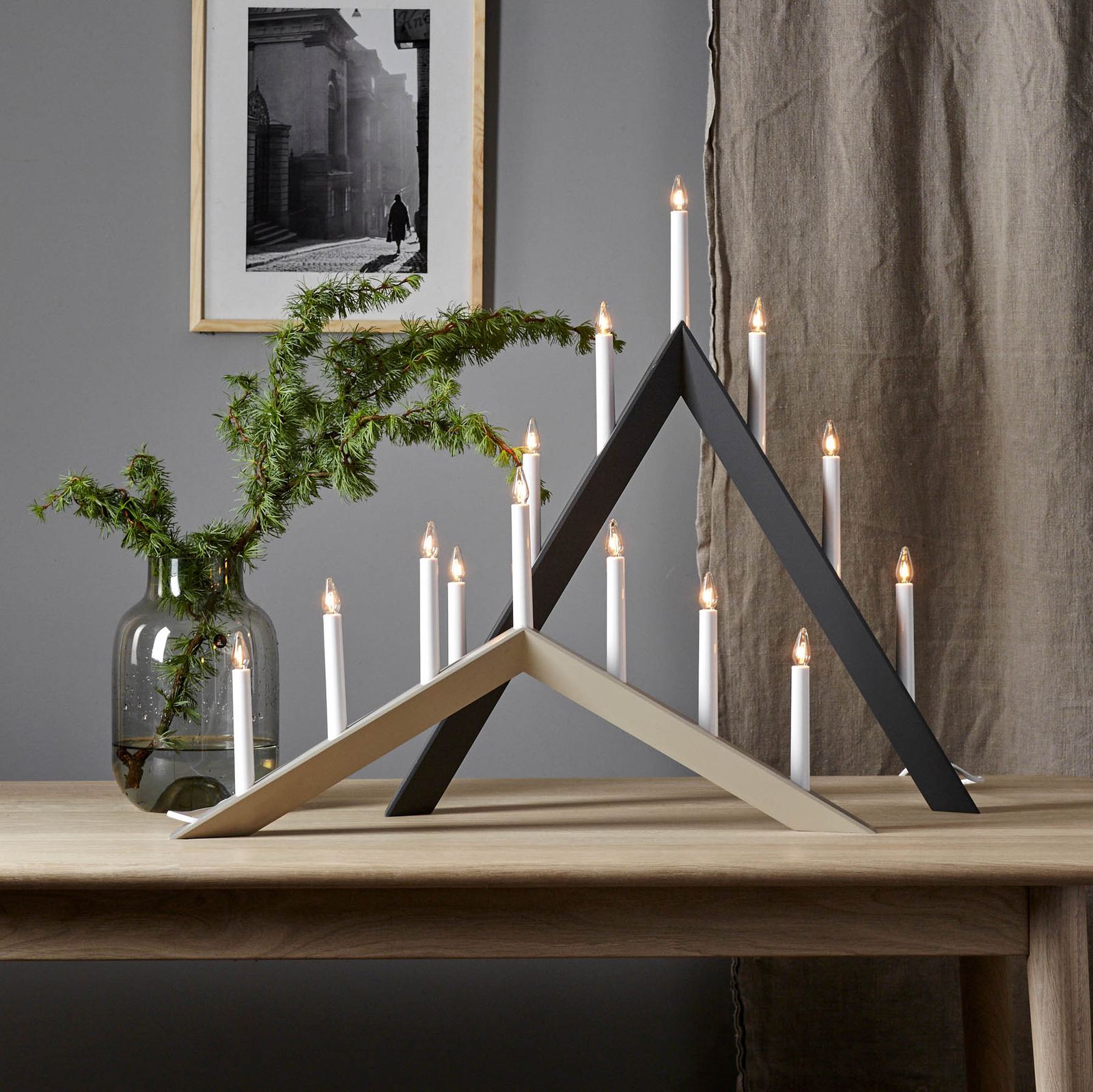 Arrow candelabra, flat, 7-burner, grey