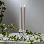 LED candle Flame strip, beige, 25 cm wax battery set of 2