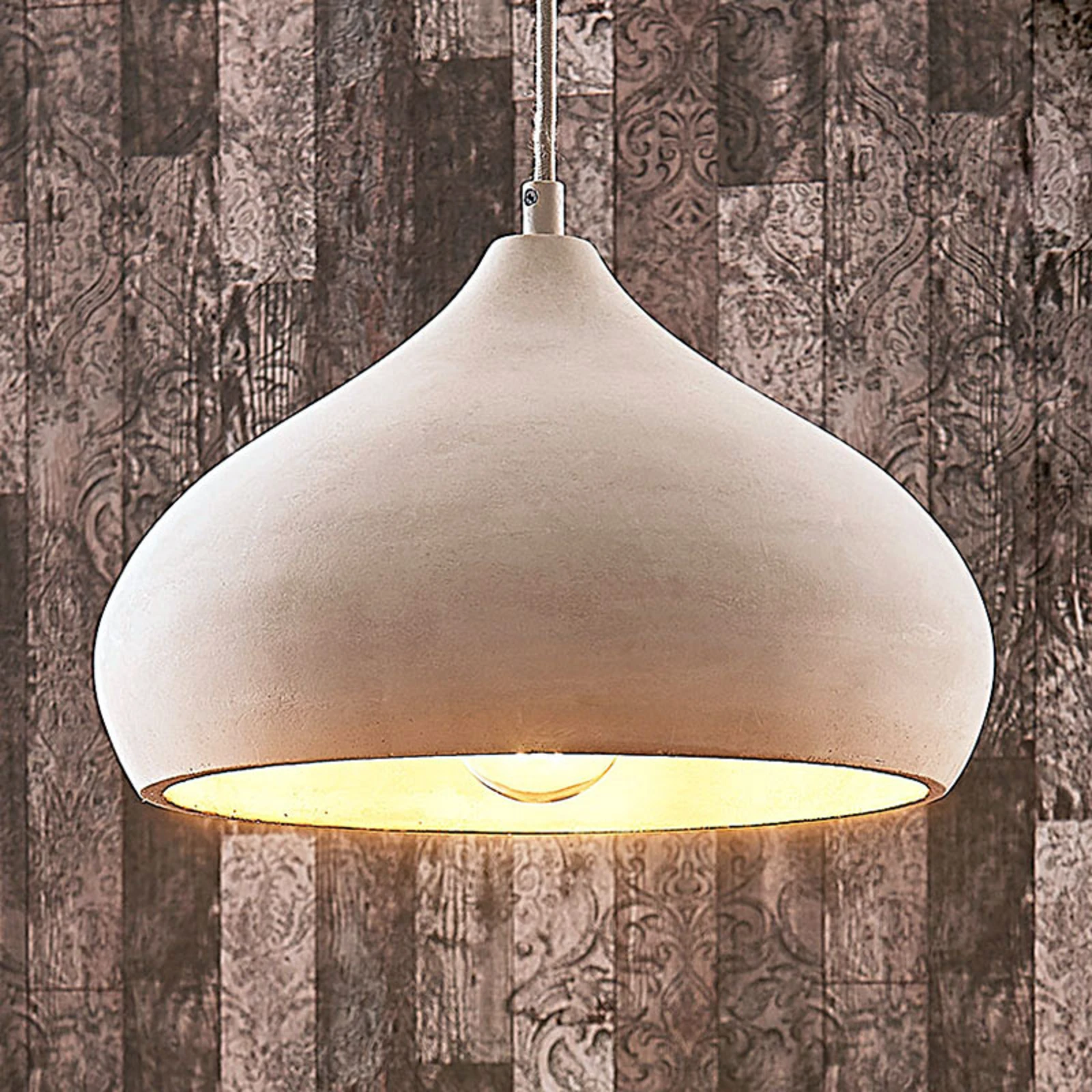 LaLito② Lampa wisząca Lindby Morton, Ø 29 cm, szary, beton, E27 | Lampy.pl