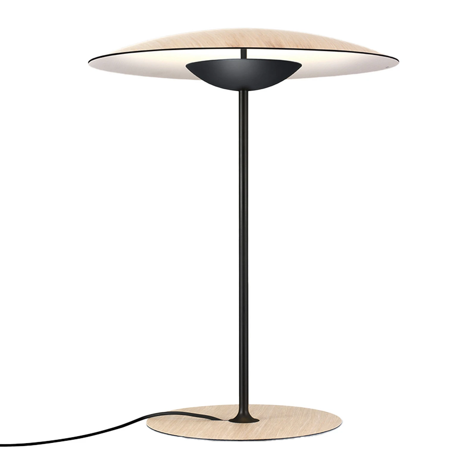 MARSET Ginger M LED настолна лампа Ø42cm дъб/бяло