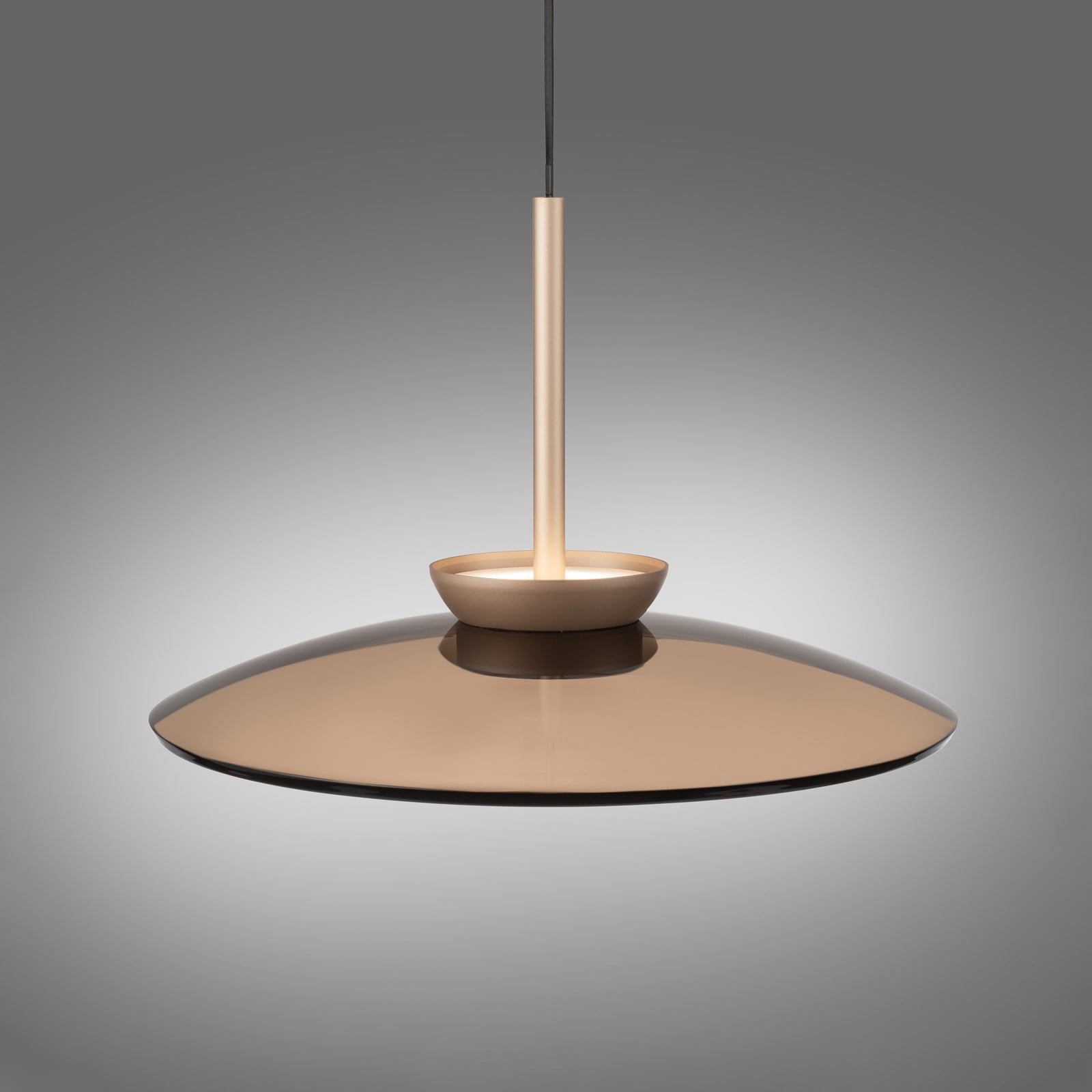 Suspension LED E-Moon, bronze et verre ambré (foncé), Ø 50 cm - PURE Suspension LED E-Moon, bronze et verre ambré (foncé), Ø 50 cm - PURE