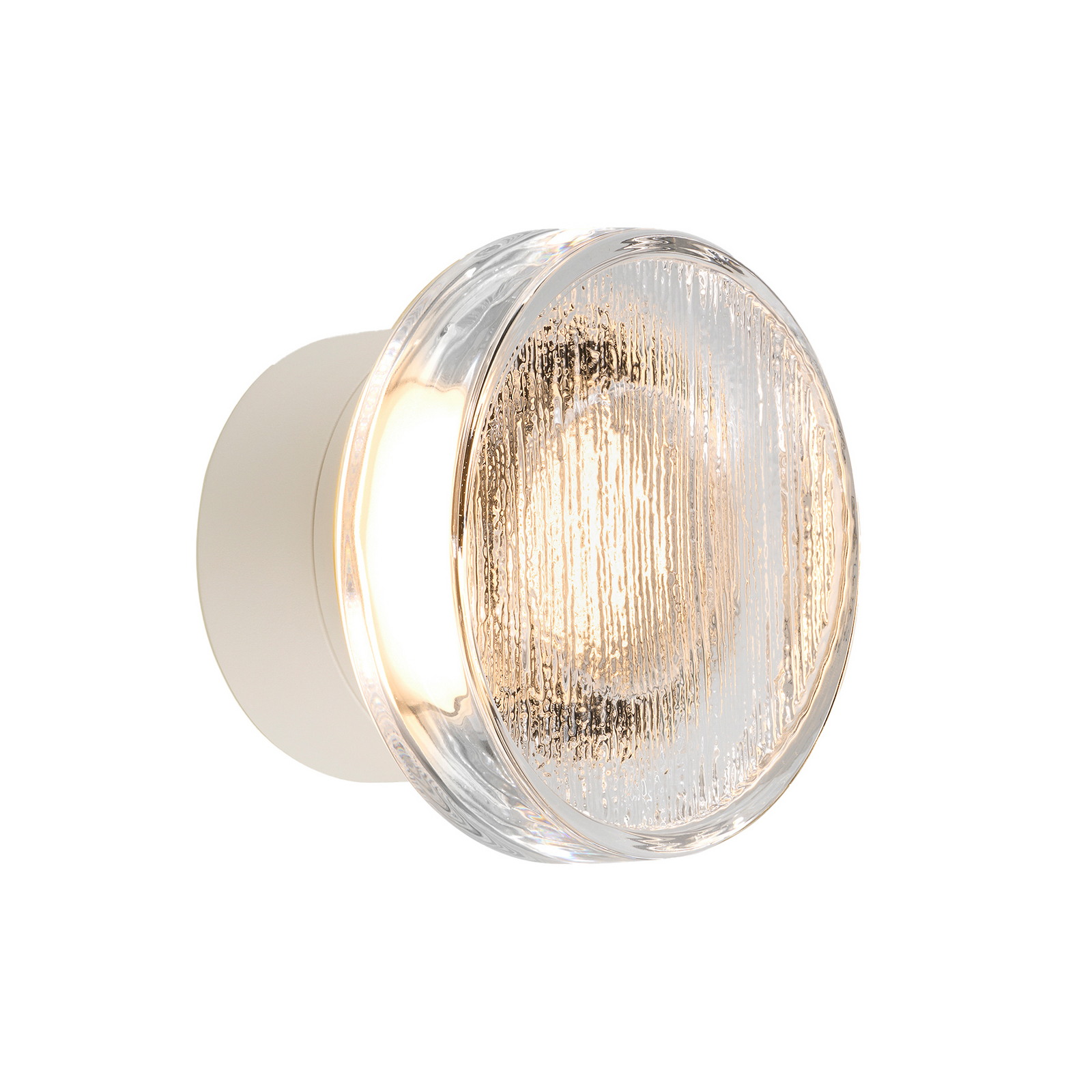 MARSET utendørs LED-vegglampe Roc, Ø 14 cm, hvit/gjennomsiktig