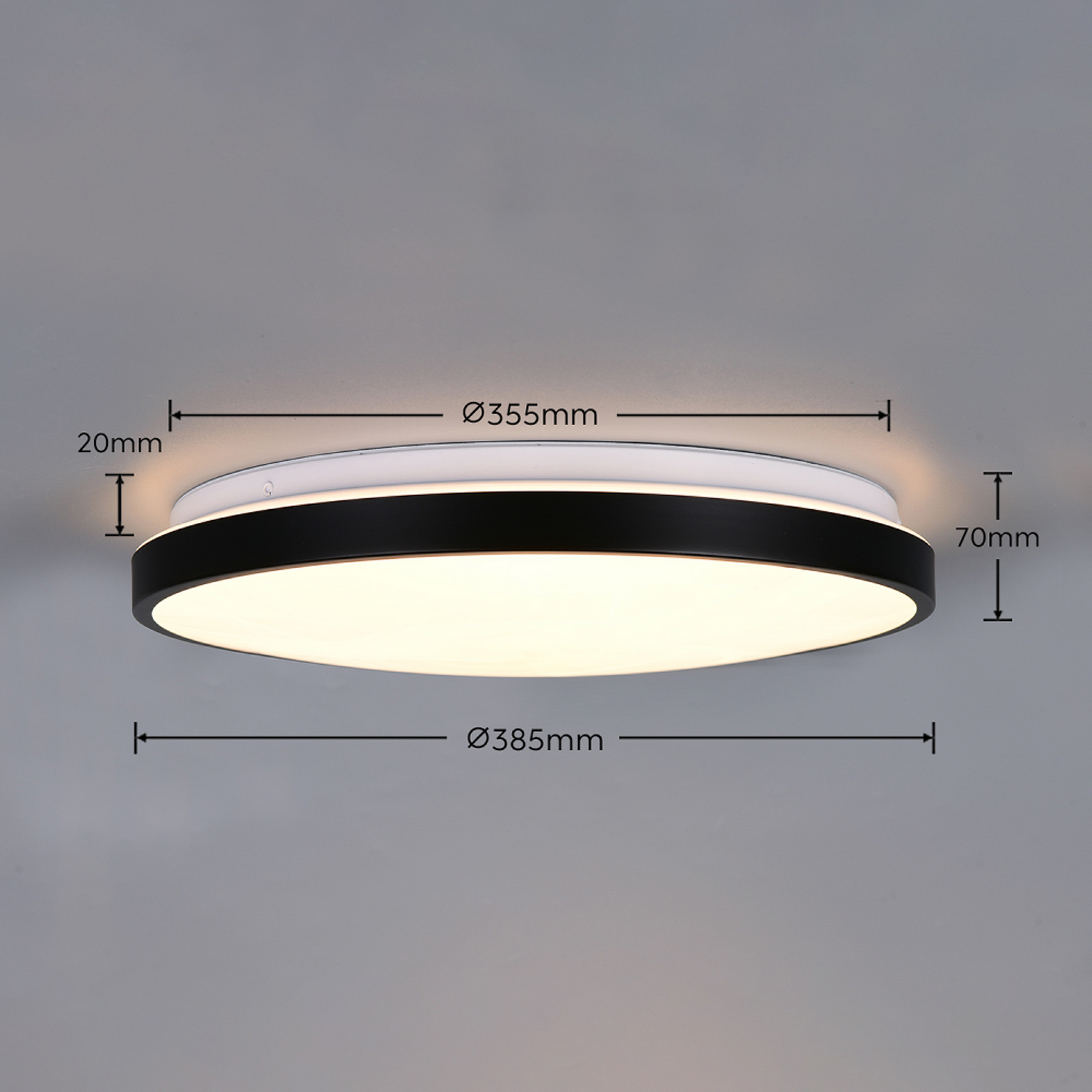 LED-laelamp Fena, mattmust, Ø 38 cm, metall, IP44 LED-laelamp Fena, mattmust, Ø 38 cm, metall, IP44