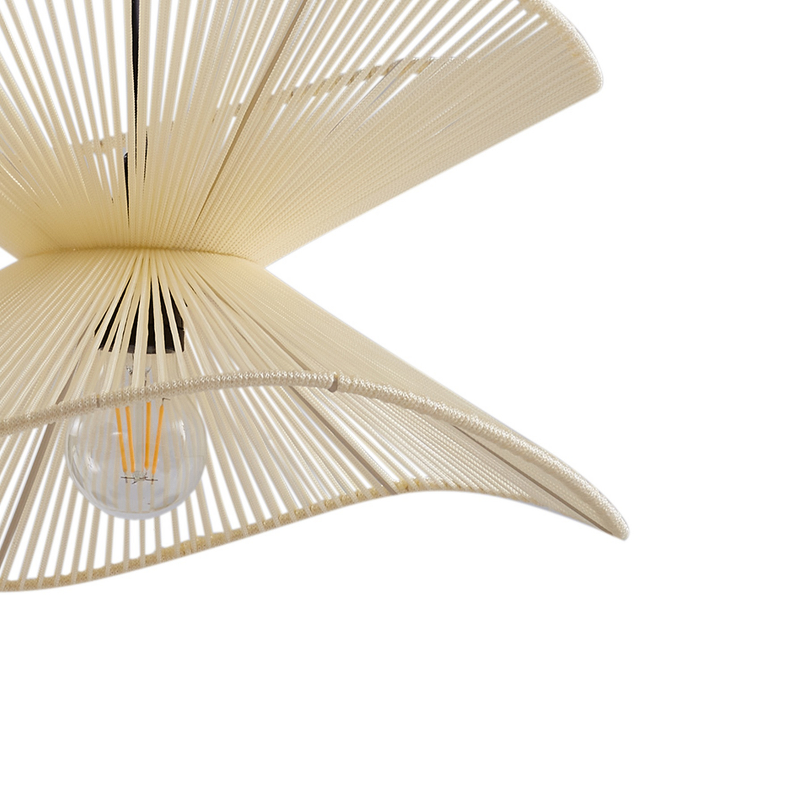 Lindby outdoor pendant light Valdorin, beige, cotton, Ø 40cm