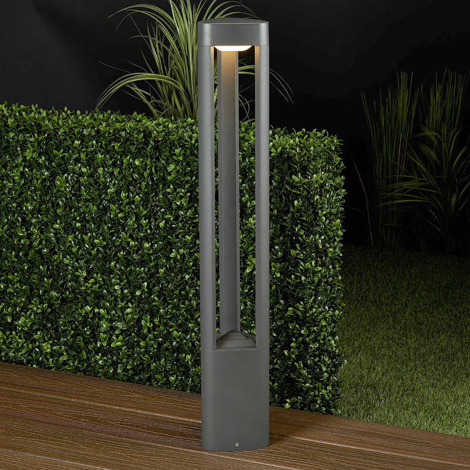 Lucande Nanna Aluminium Path Lamp with LEDs, Aluminium, polycarbonate, 8 W, energy efficiency: A+, W: 12.8 cm, H: 80 cm