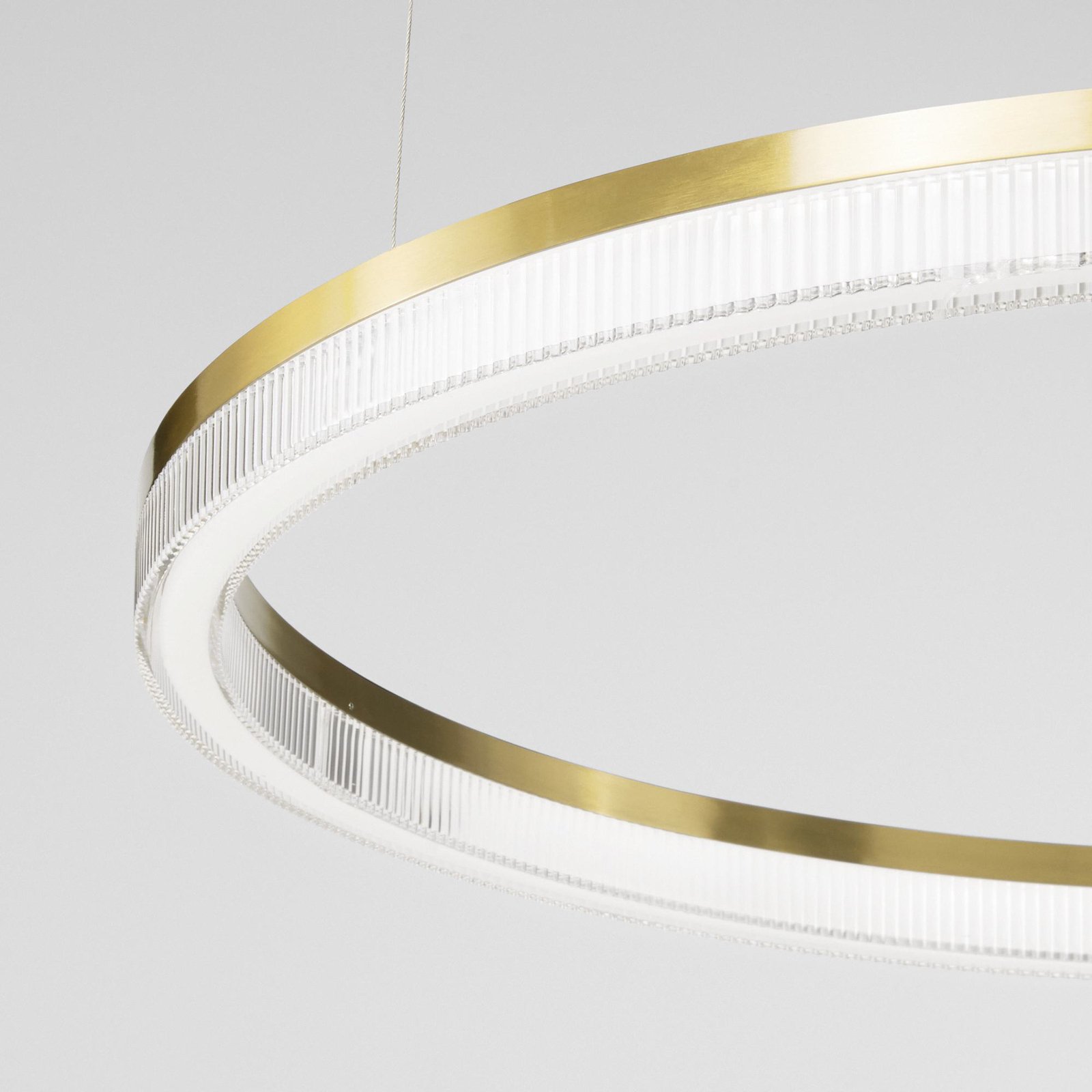 Lampa wisząca Ideal Lux LED Crown Ø 60 cm, metal w kolorze mosiądzu