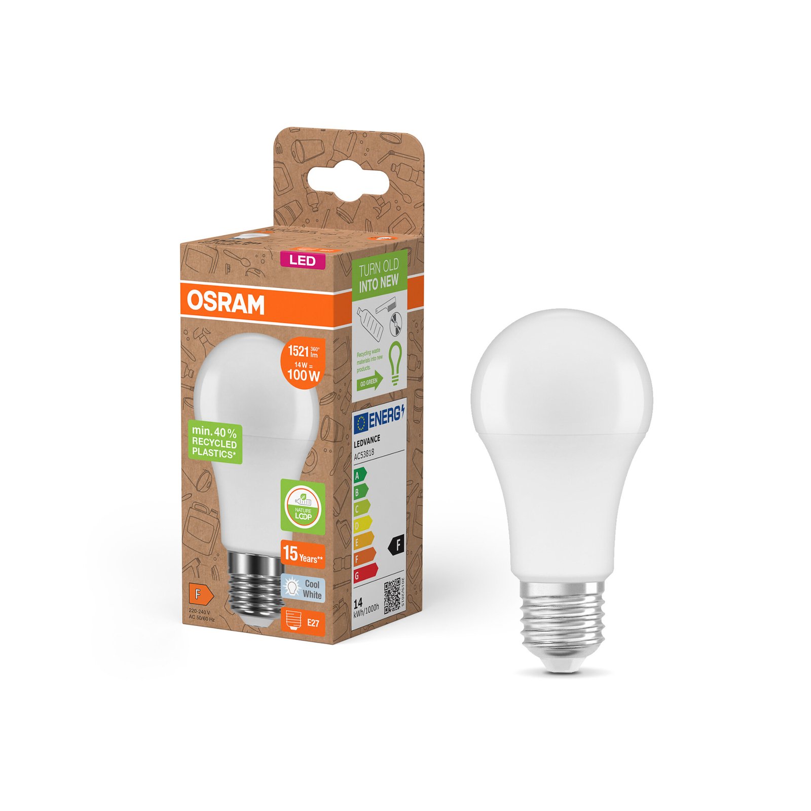 OSRAM LED Classic Star, matt, E27, 14 W, 4.000 K, 1.521 lm