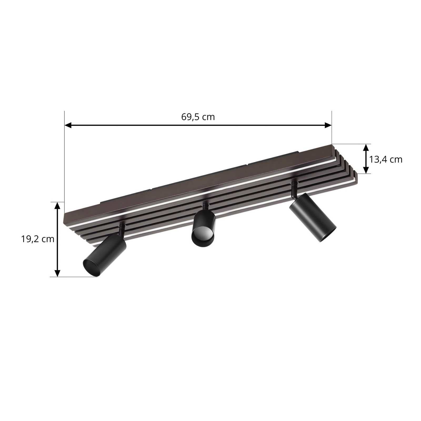 Lucande LED plafondspot Tiron, 3-lamps, 70 cm, eikenhout Lucande LED plafondspot Tiron, 3-lamps, 70 cm, eikenhout