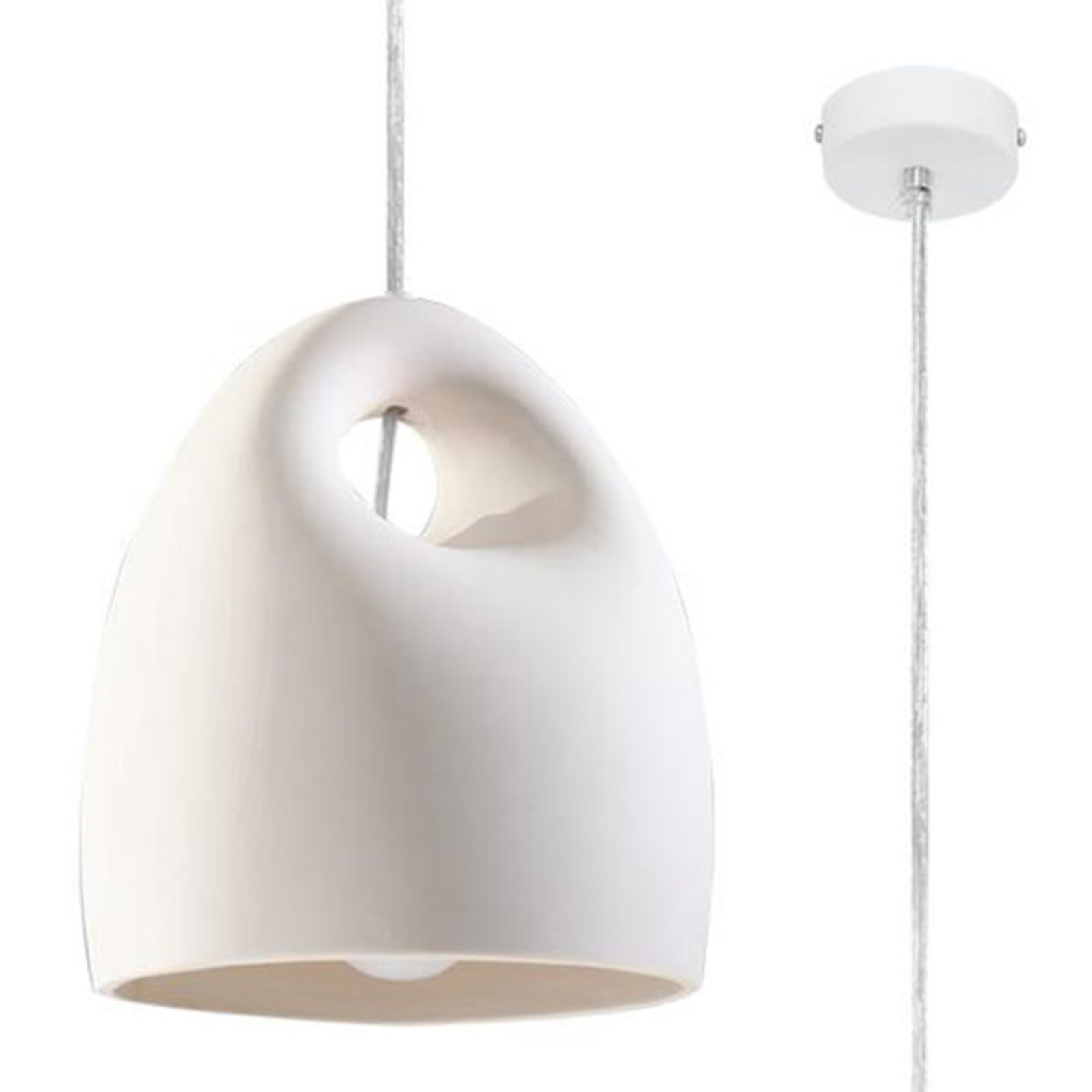 linnen Geaccepteerd het ergste Hanglamp Kano met witte keramische kap | Lampen24.be