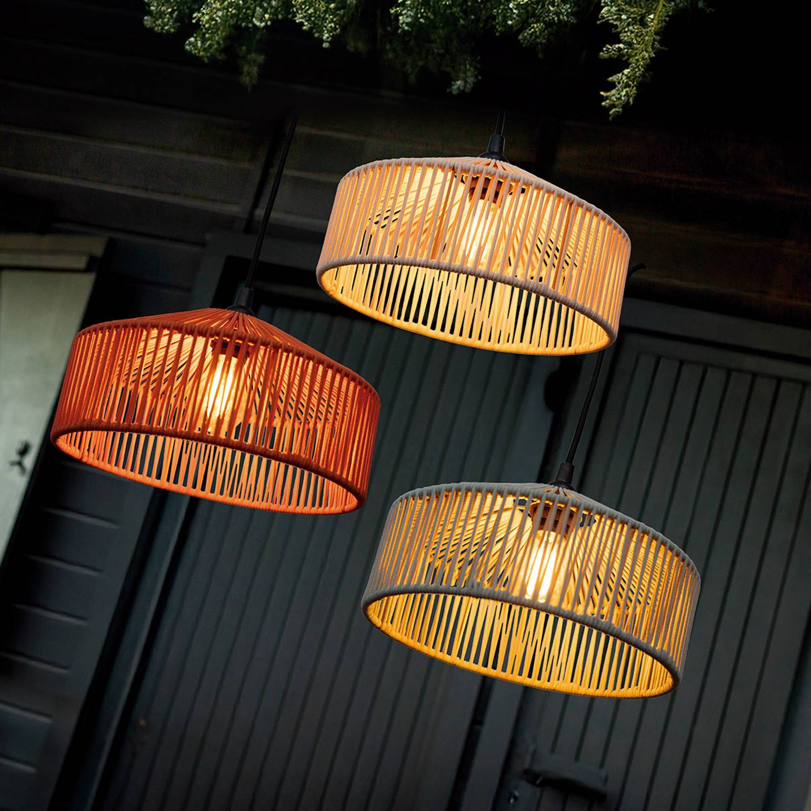 Newgarden Pendelleuchte Calabardina, weiß, Seil, Ø30cm, IP44 günstig online kaufen