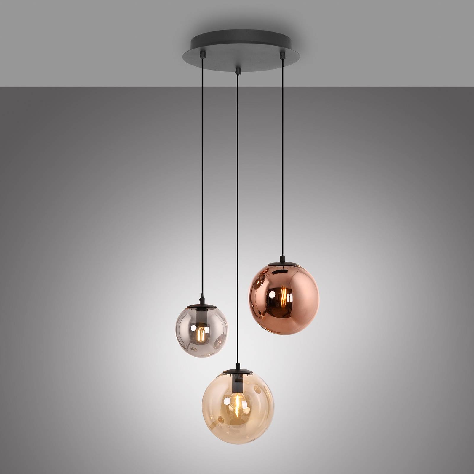 Żyrandol Shiny, 3-punktowa, okrągła, multicolor, szklana, E14