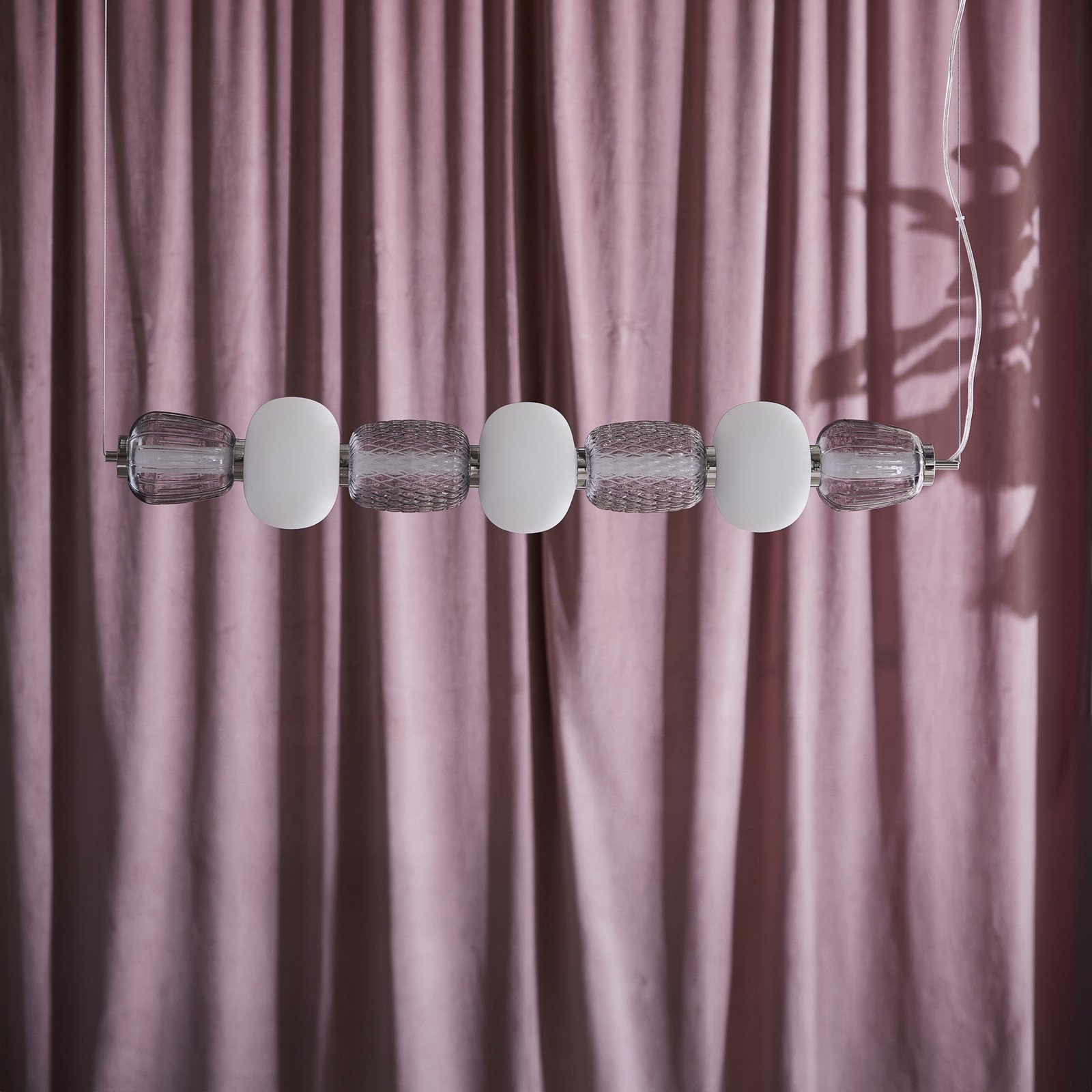 LOOM DESIGN Lampă suspendată LED Pearl 7 gri/cromo sticlă 110 cm - Camera de zi / sufragerie - modern - gri fumuriu-transparent crom opal